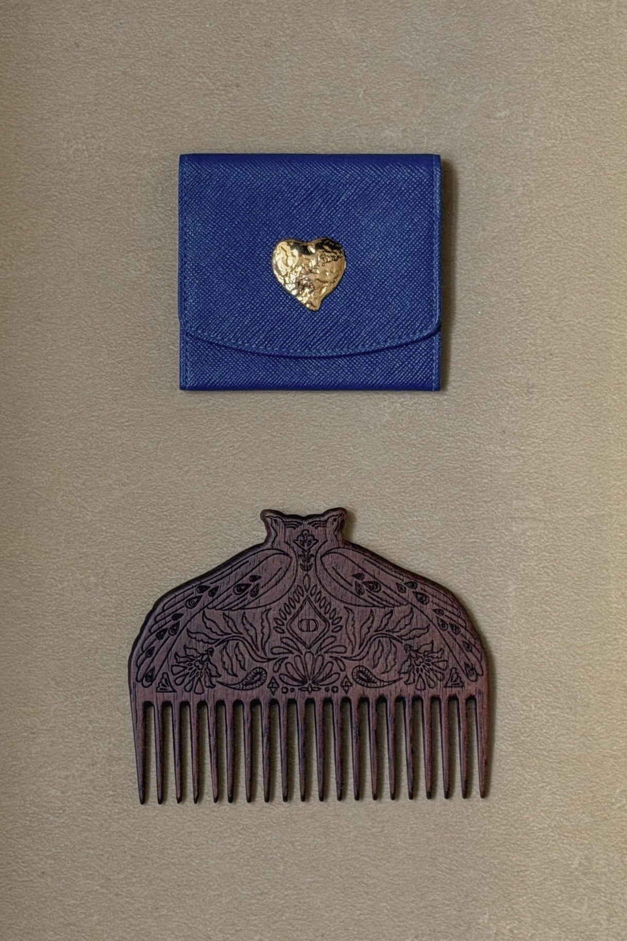 YSL Rive Gauche Blue Leather Heart Coin Purse | WILDE Copenhagen