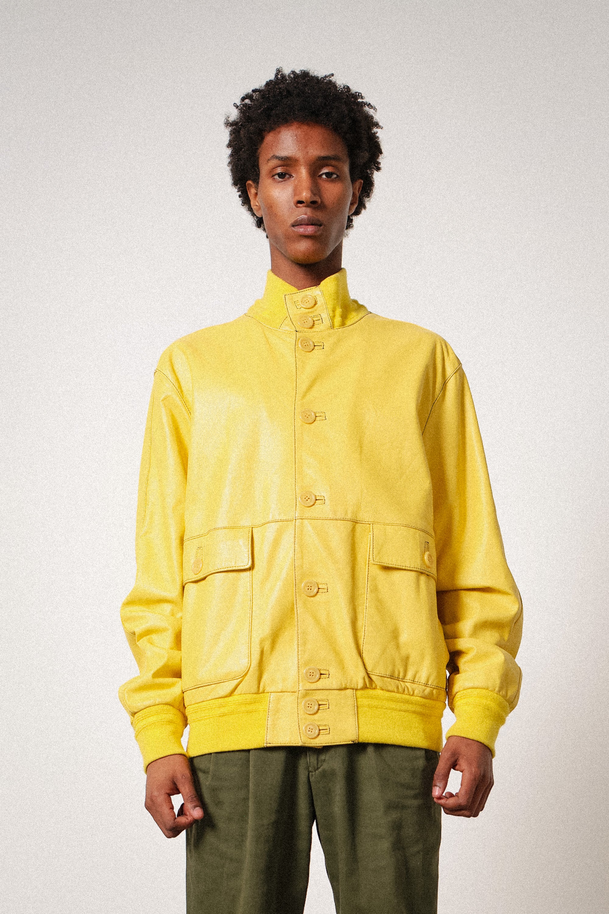 Yellow Leather Bomber