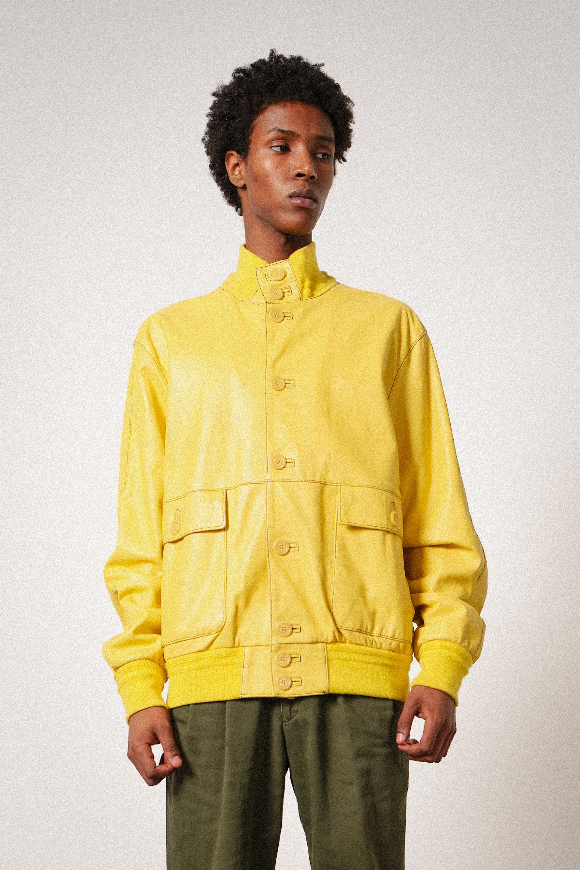 Yellow Leather Bomber