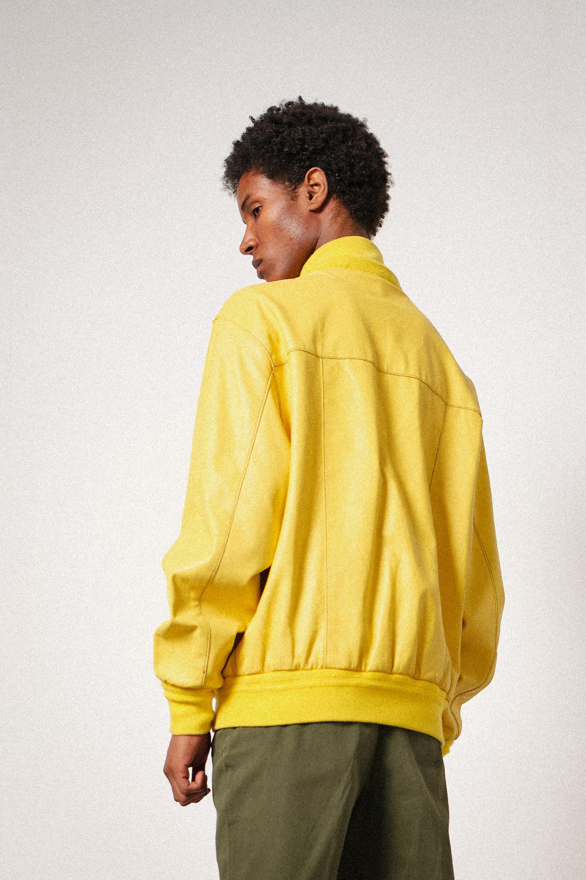 Yellow Leather Bomber