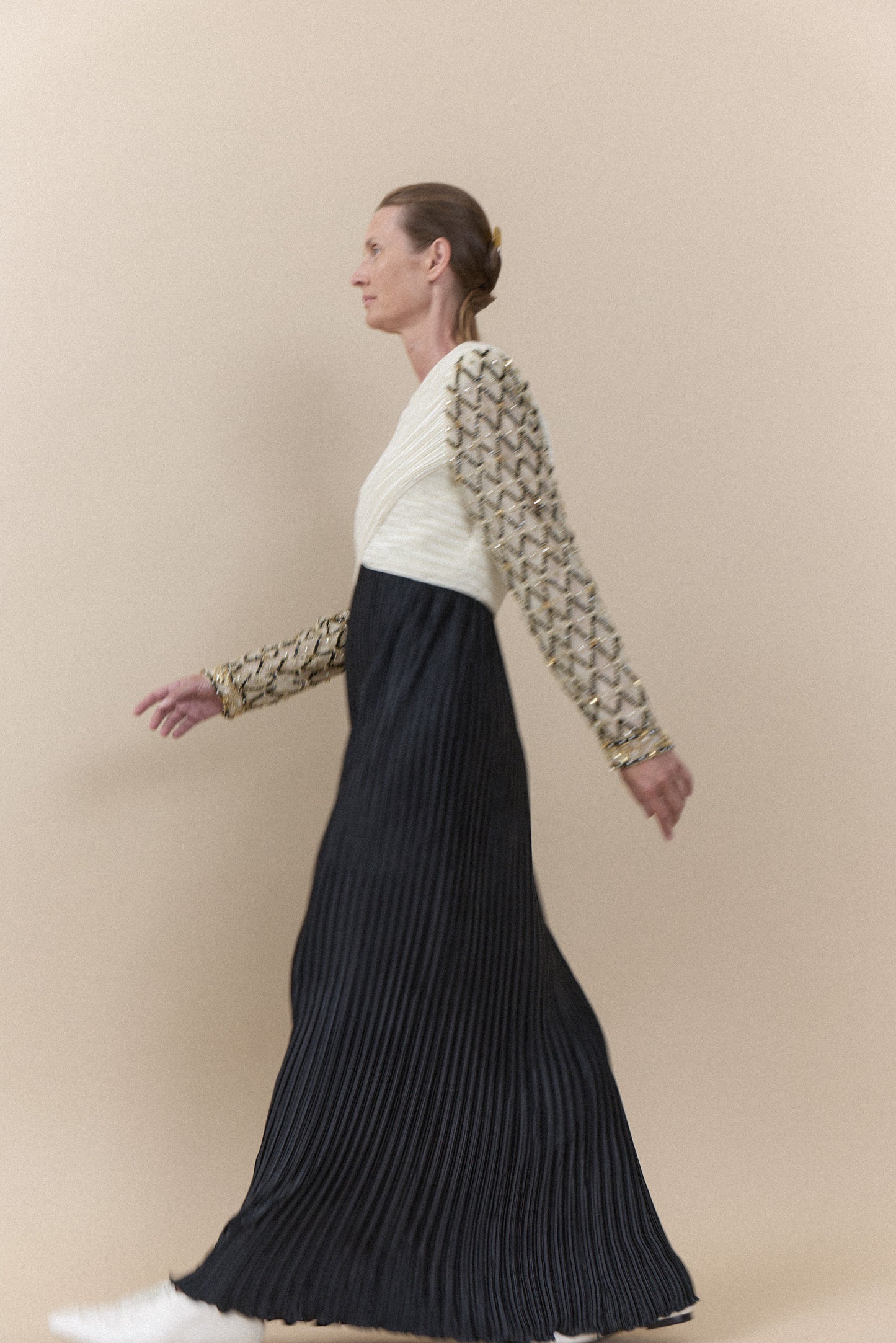 Vintage Beaded Plissé Evening Gown -WILDE Copenhagen
