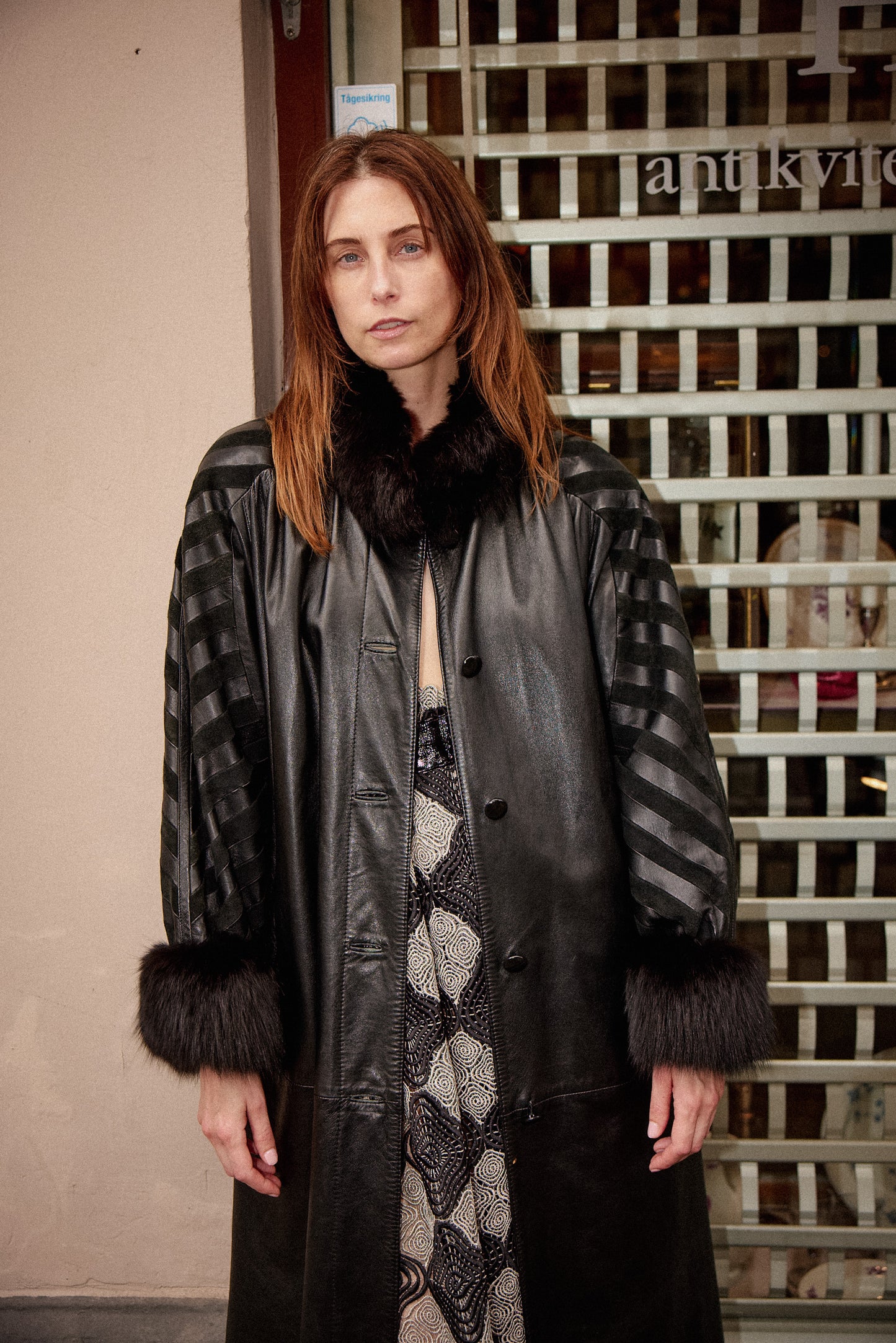 Fur And Leather Long Coat