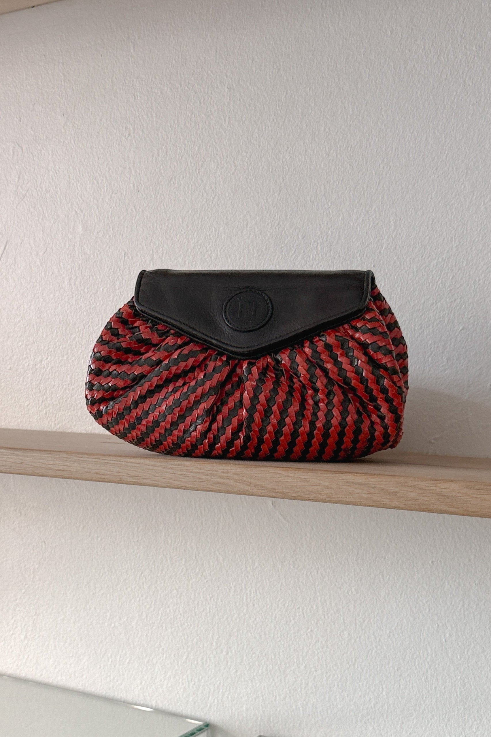 Fendi Red & Black Woven Leather Clutch, WILDE Copenhagen
