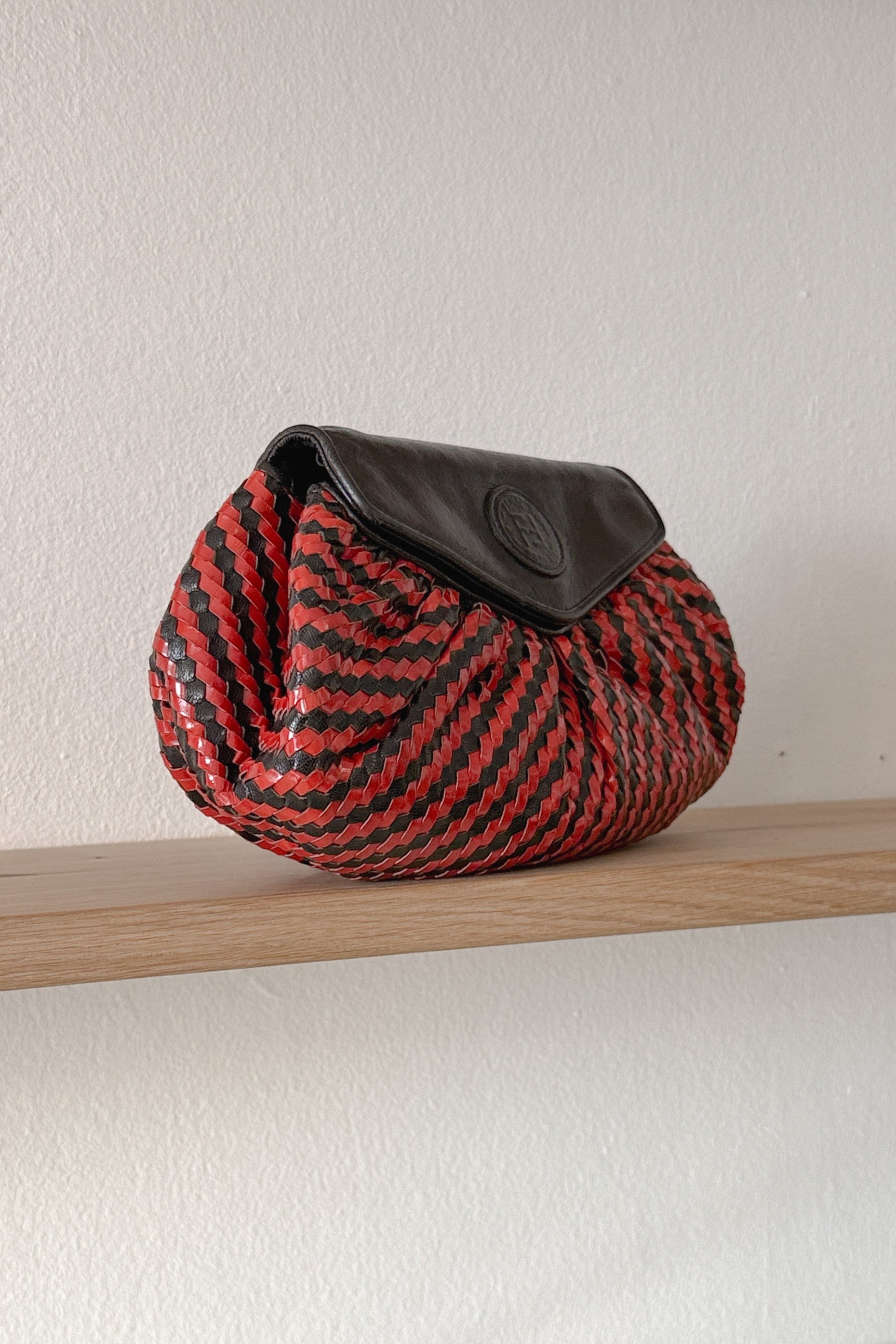 Fendi Red & Black Woven Leather Clutch, WILDE Copenhagen