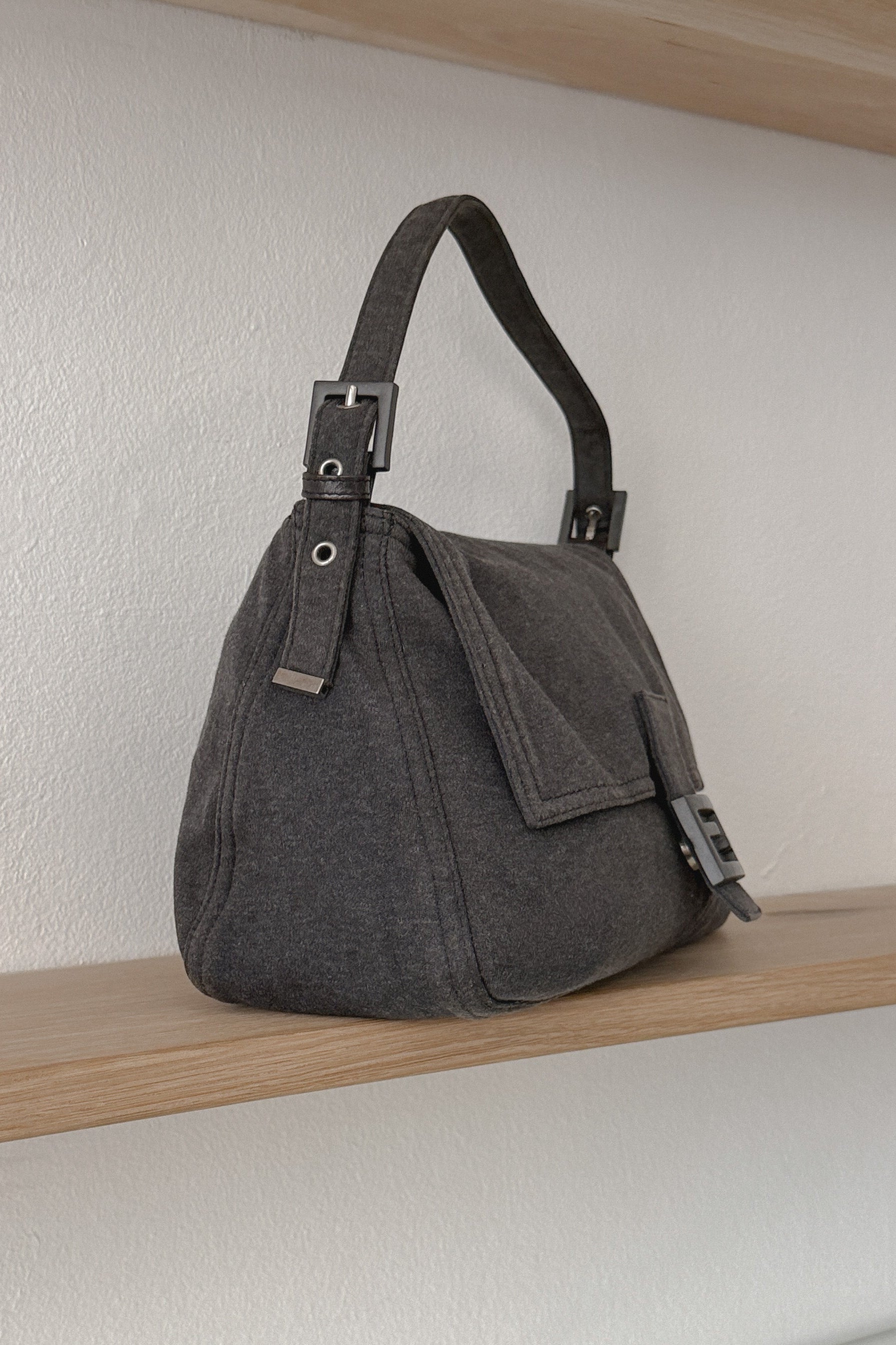 Fendi Mamma Baguette Gray Wool Handbag, WILDE Copenhagen