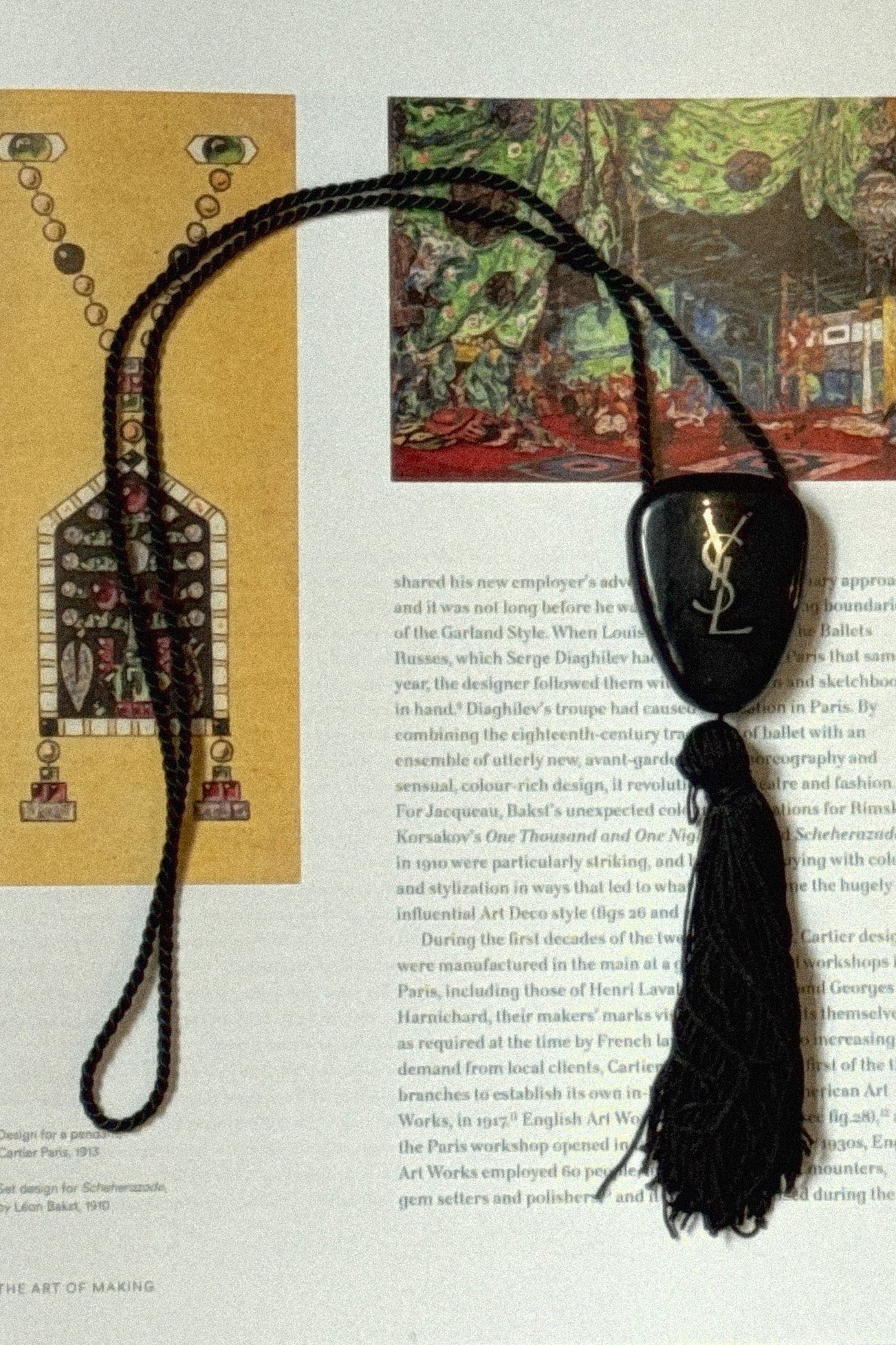 Yves Saint Laurent Black tassel pendant necklace, Rive Gauche Archival