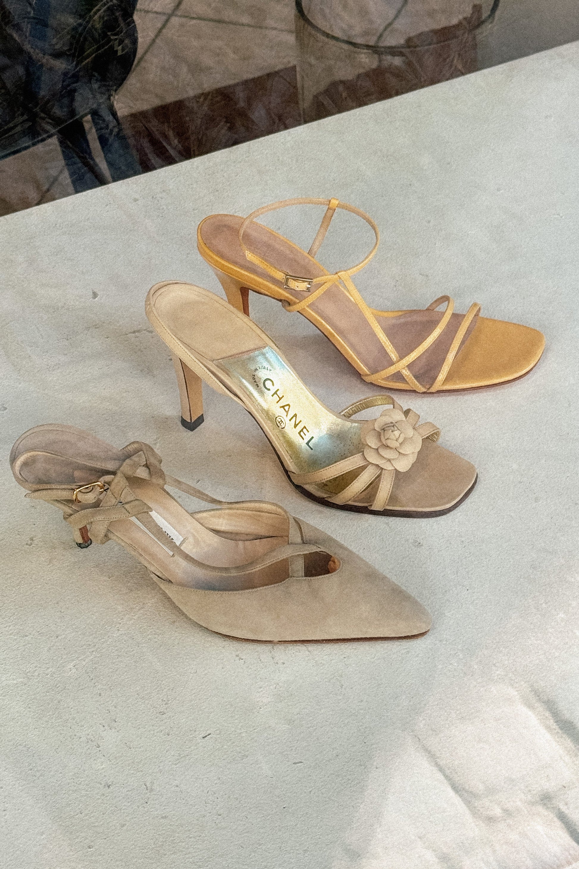 Chanel Camellia Strappy Heels