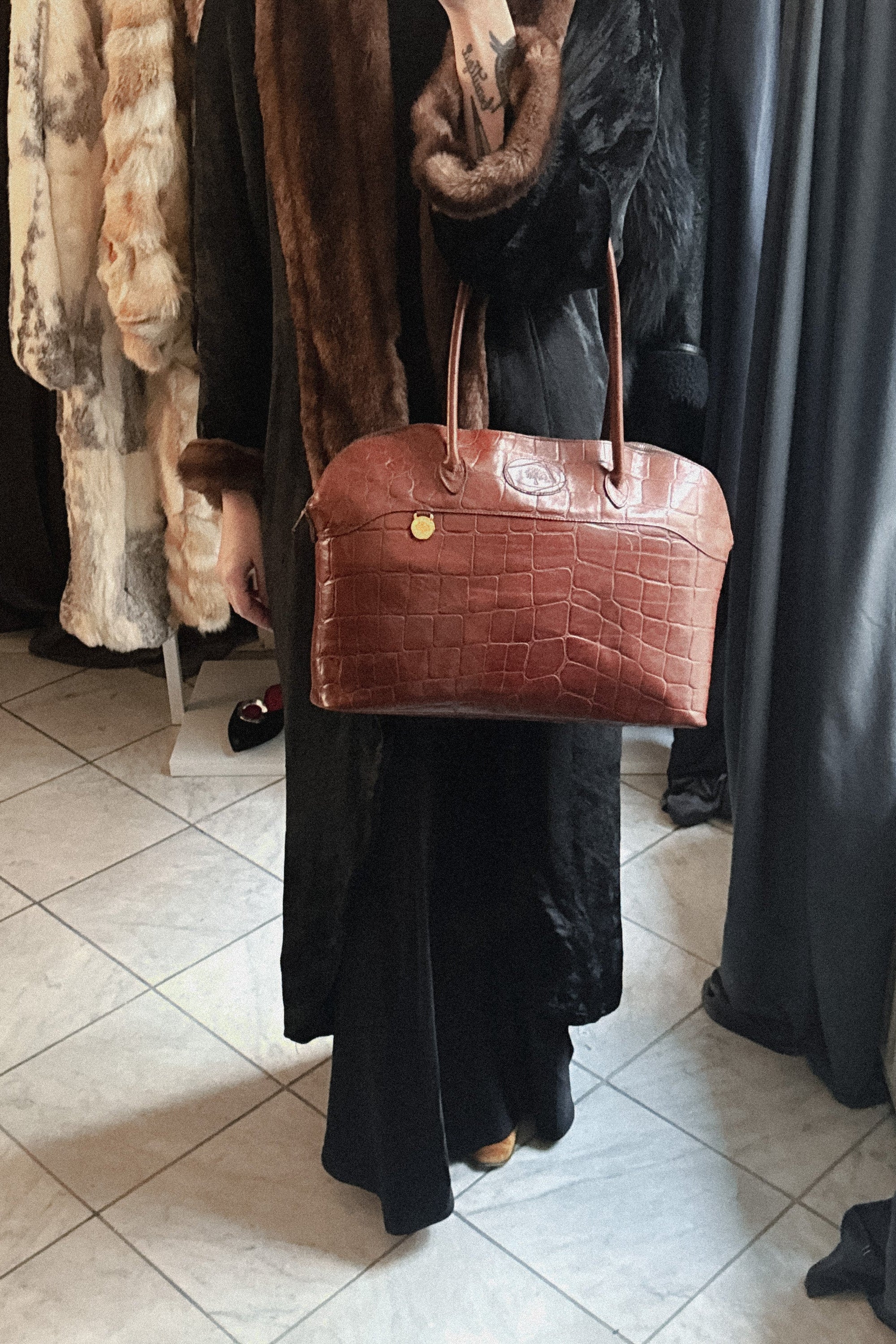 Mulberry Large Croc-Effect Leather Handbag