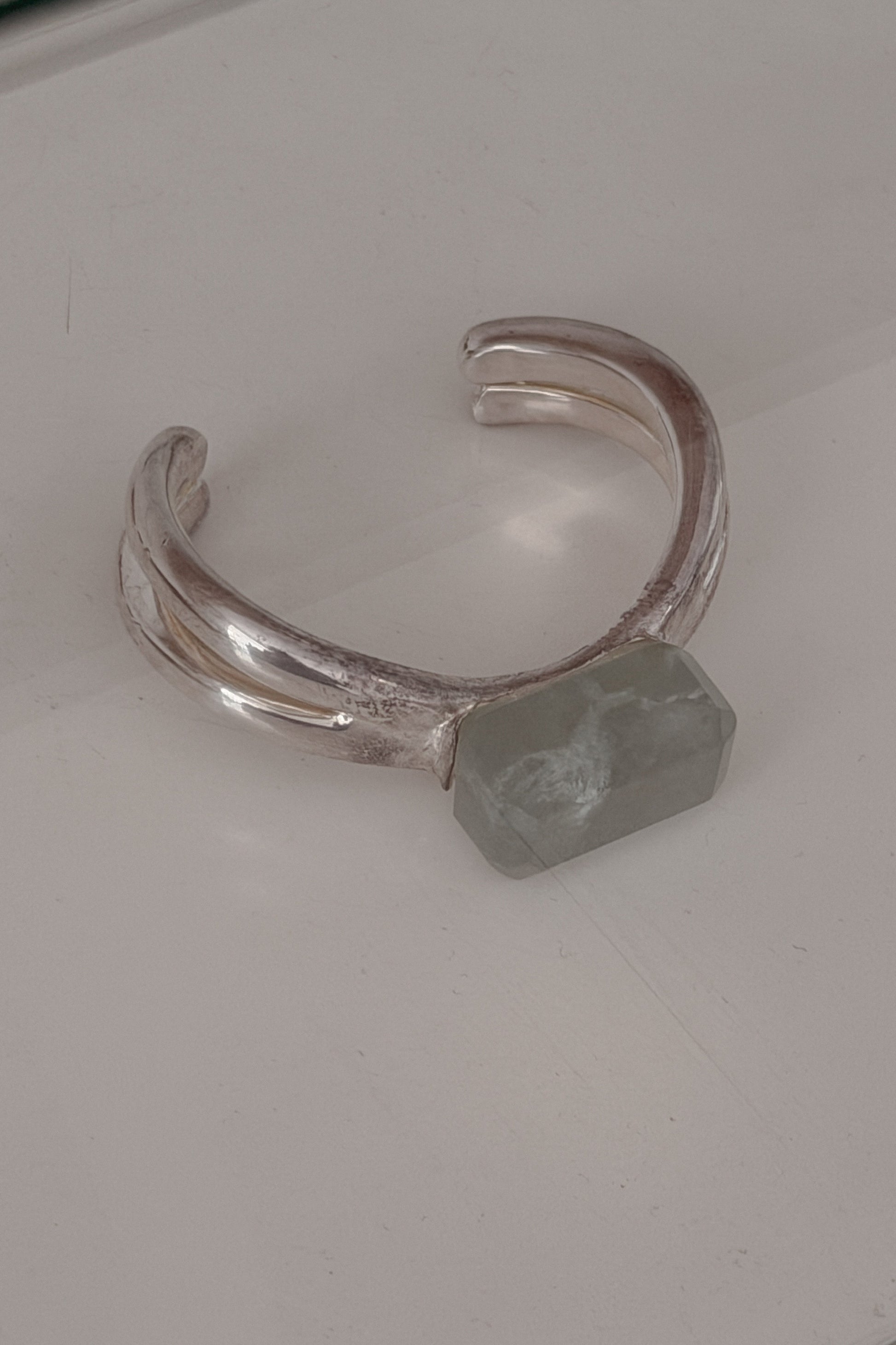 Chanel Silver Bangle with Green Stone, WILDE Copenhagen