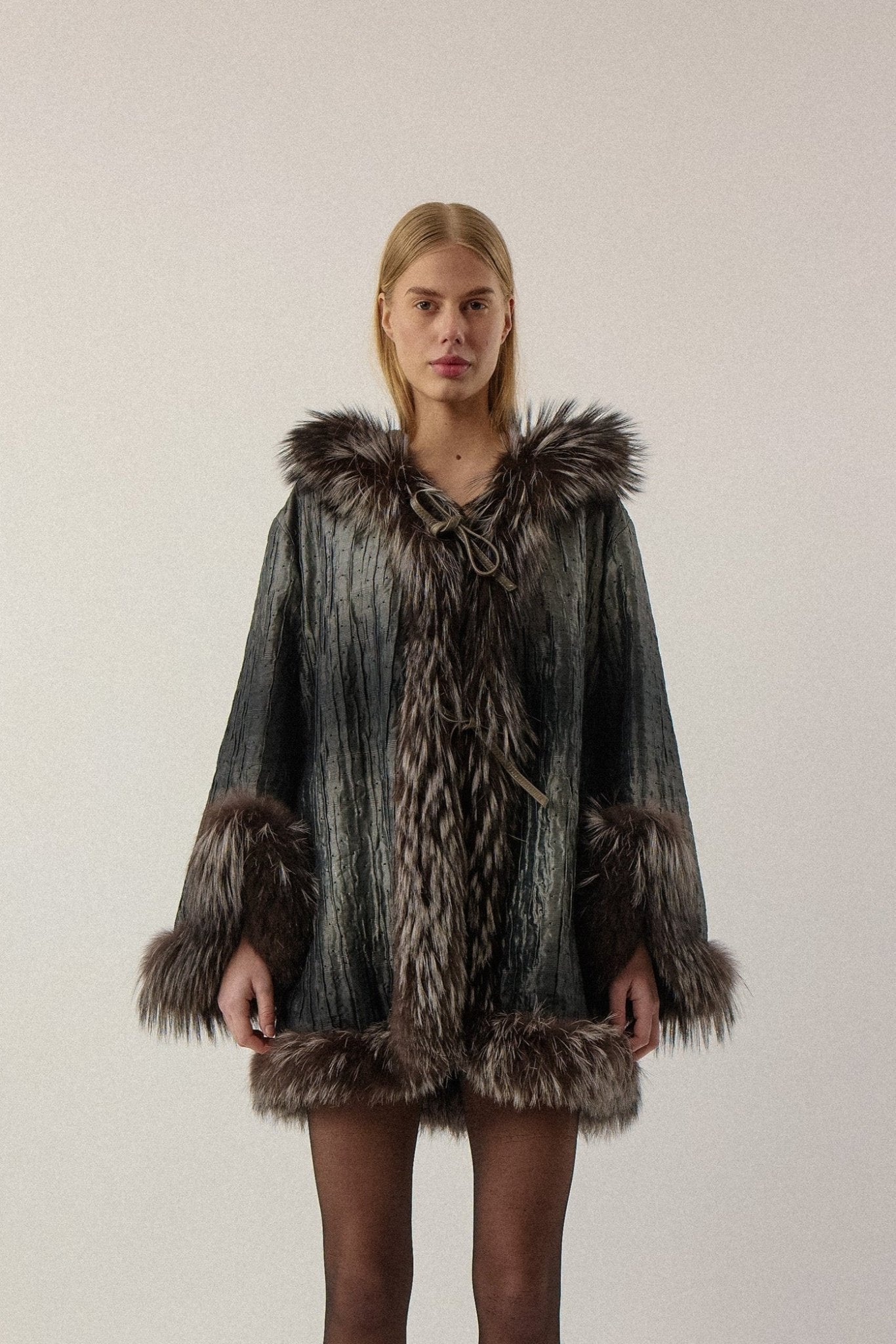 Birger Christensen Silk & Fur Coat - WILDE