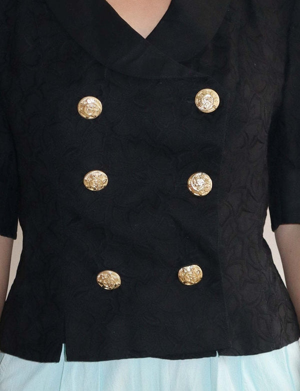 Black floral embroidered crop jacket - WILDE