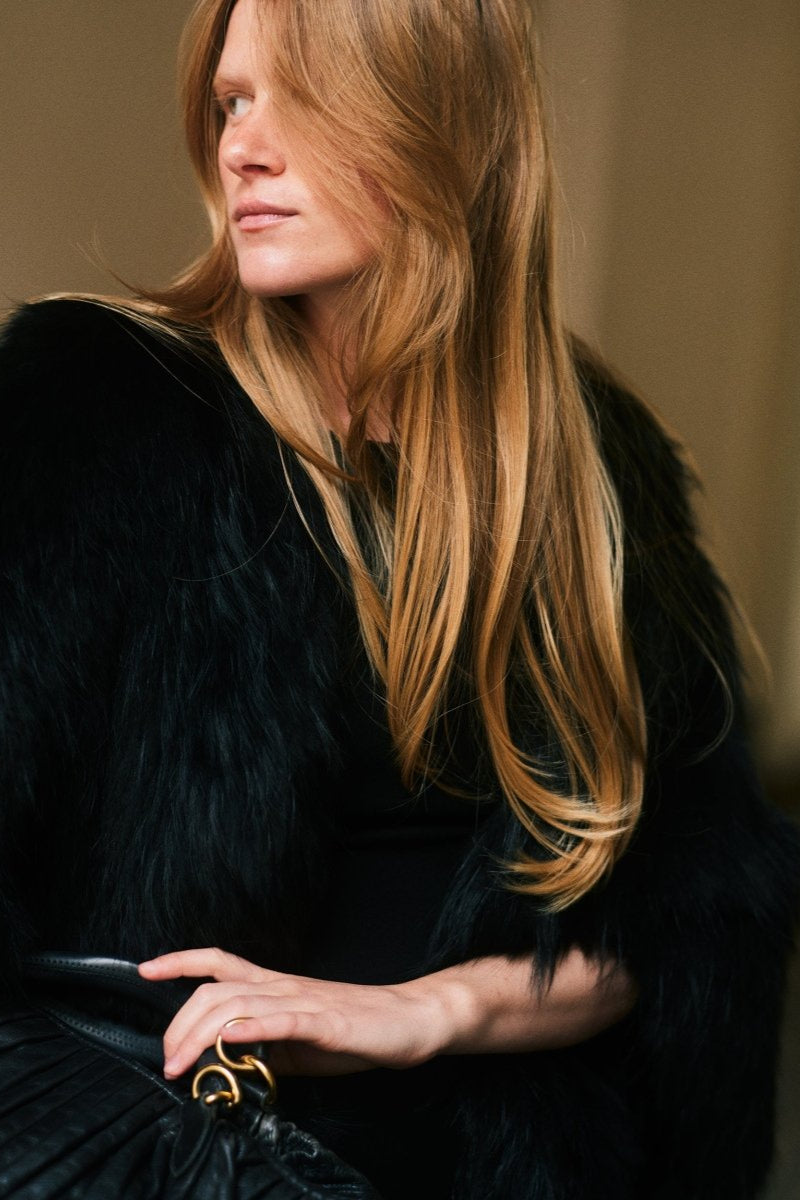 Black Saga fur long coat - WILDE