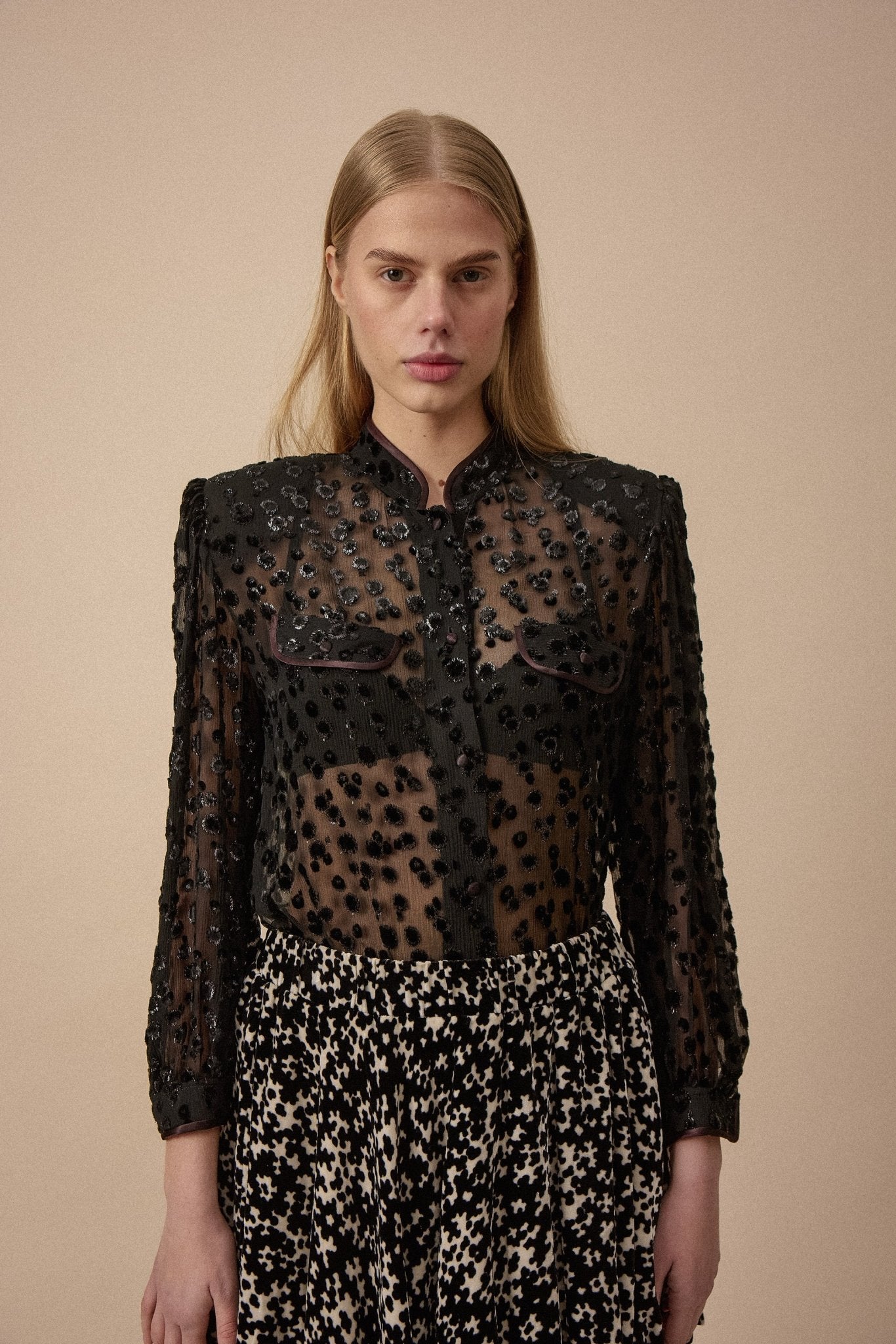 Black Sheer Spot Blouse - WILDE