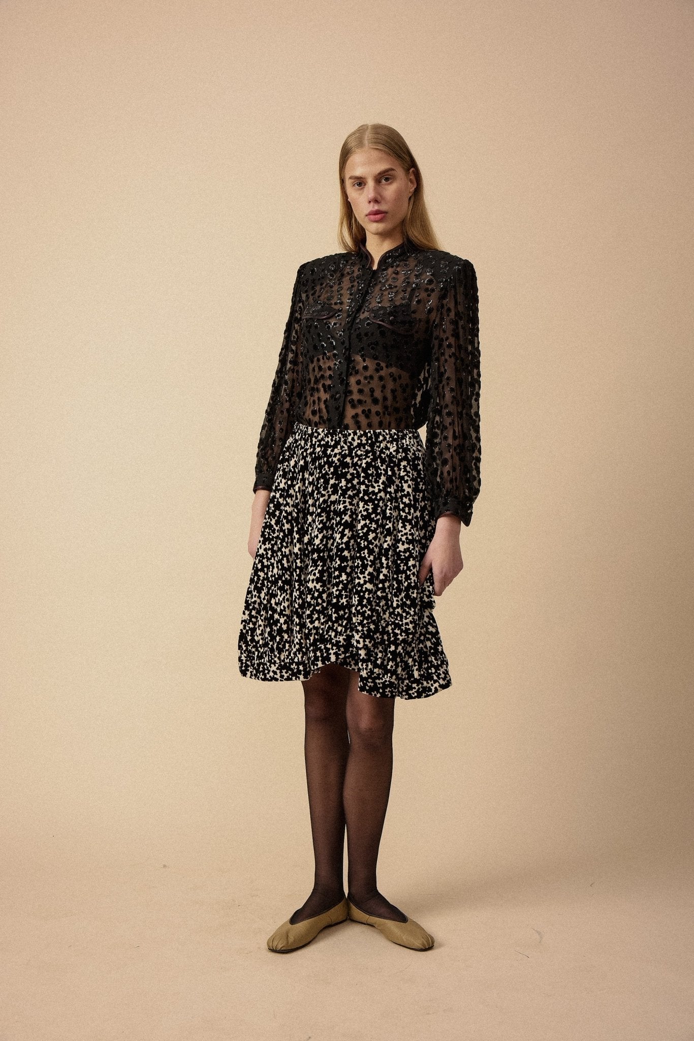 Black Sheer Spot Blouse - WILDE