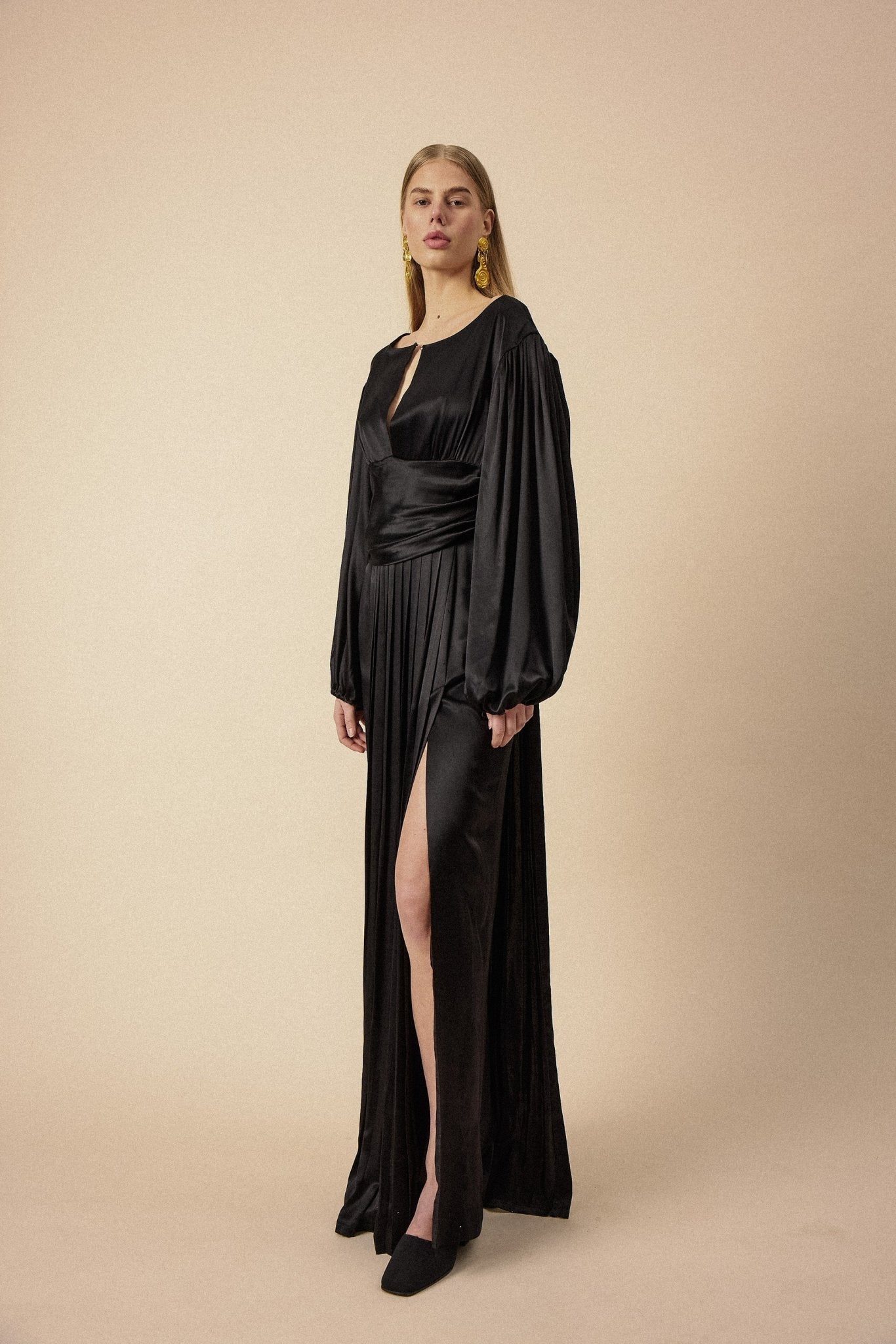 Black Silk Evening Dress - WILDE
