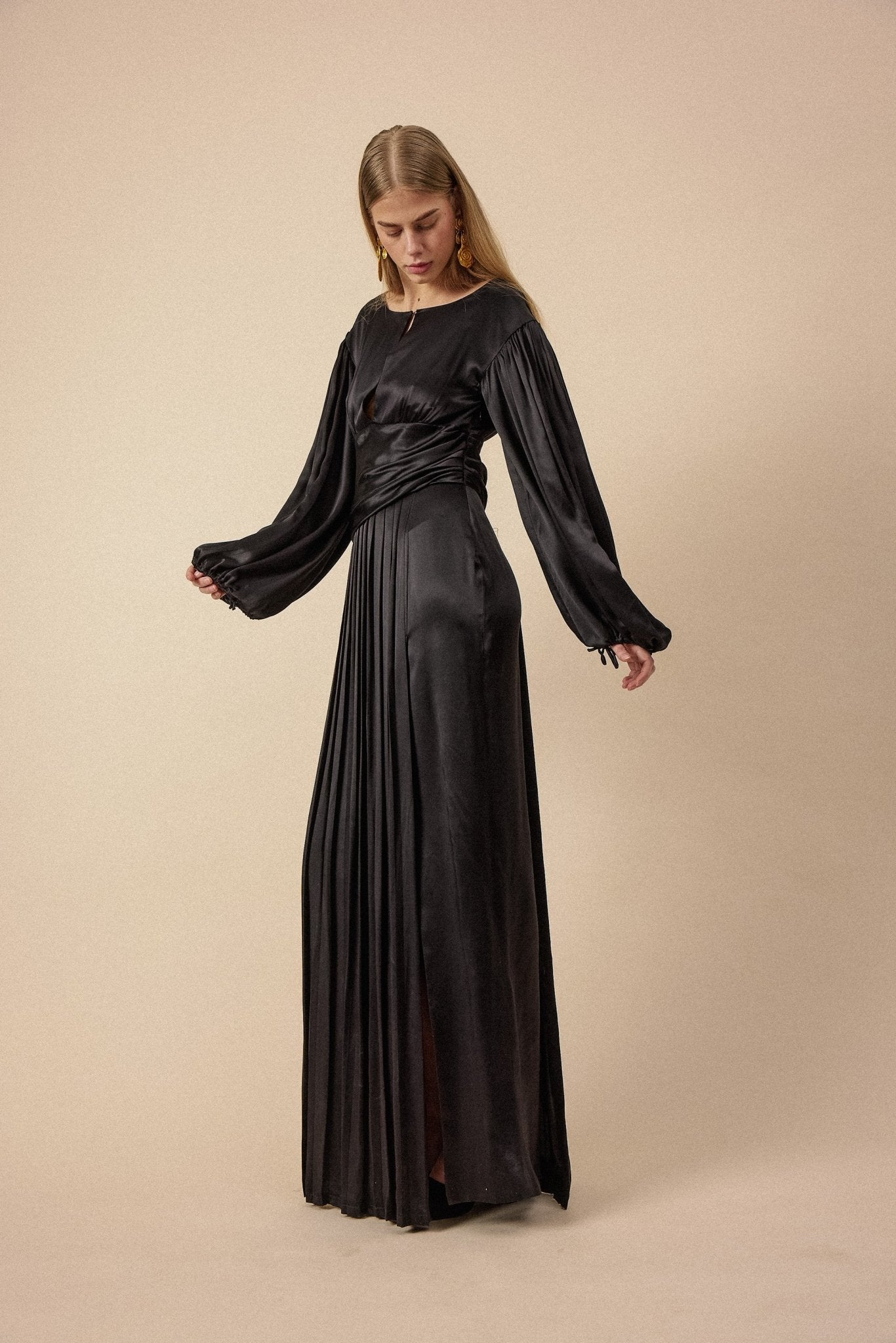 Black Silk Evening Dress - WILDE