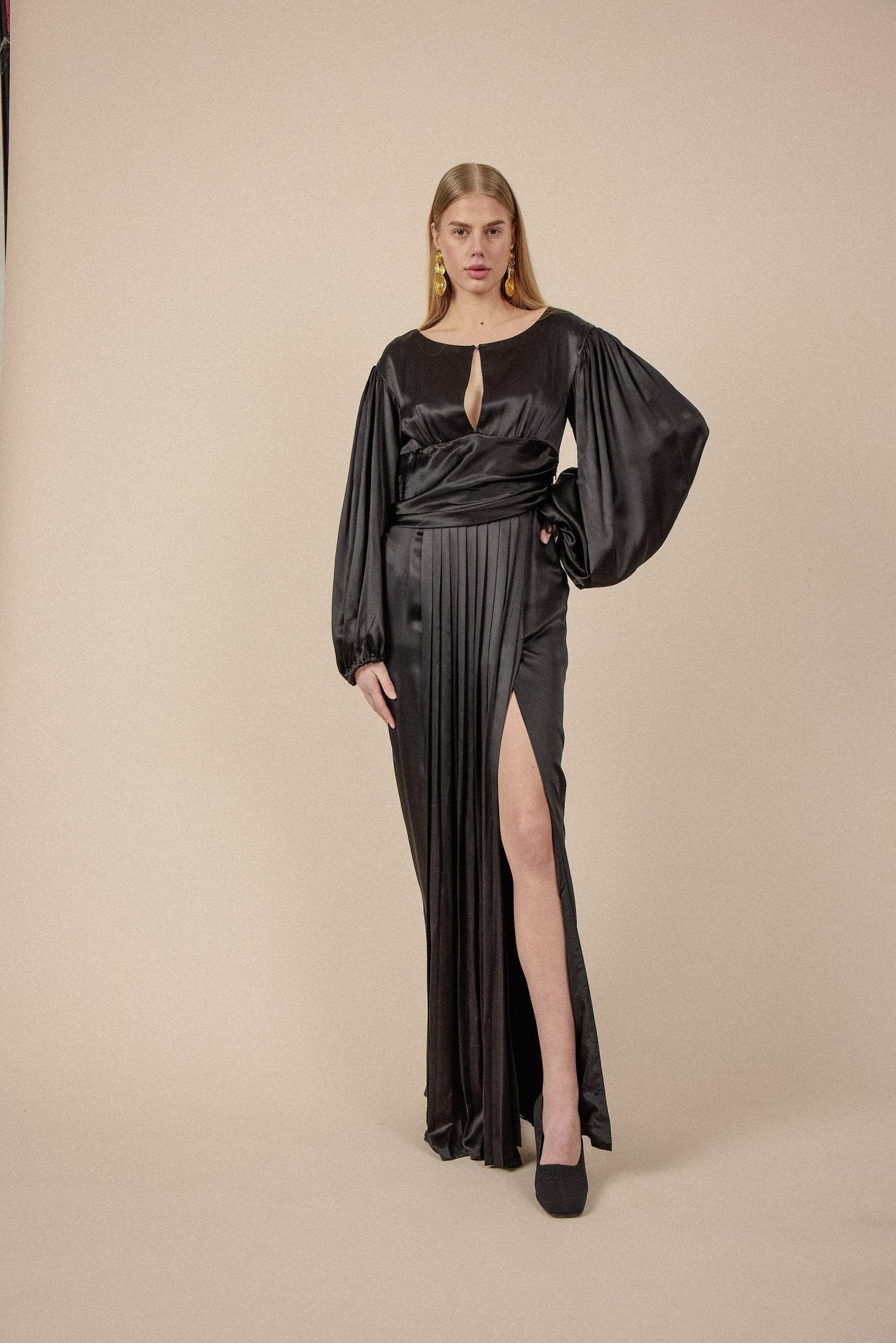 Black Silk Evening Dress - WILDE