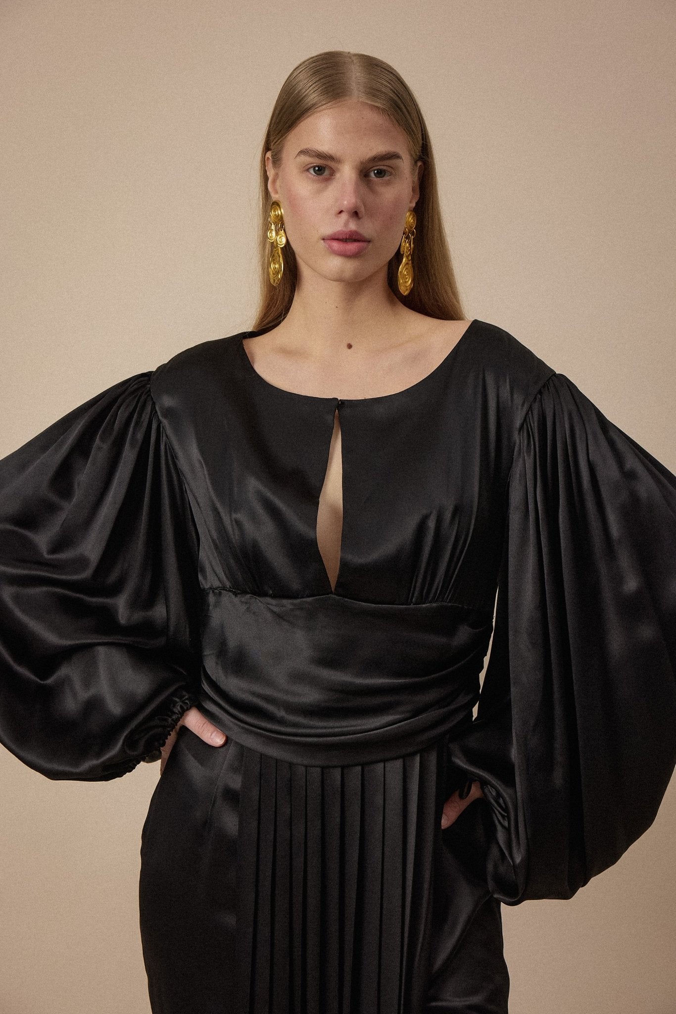 Black Silk Evening Dress - WILDE