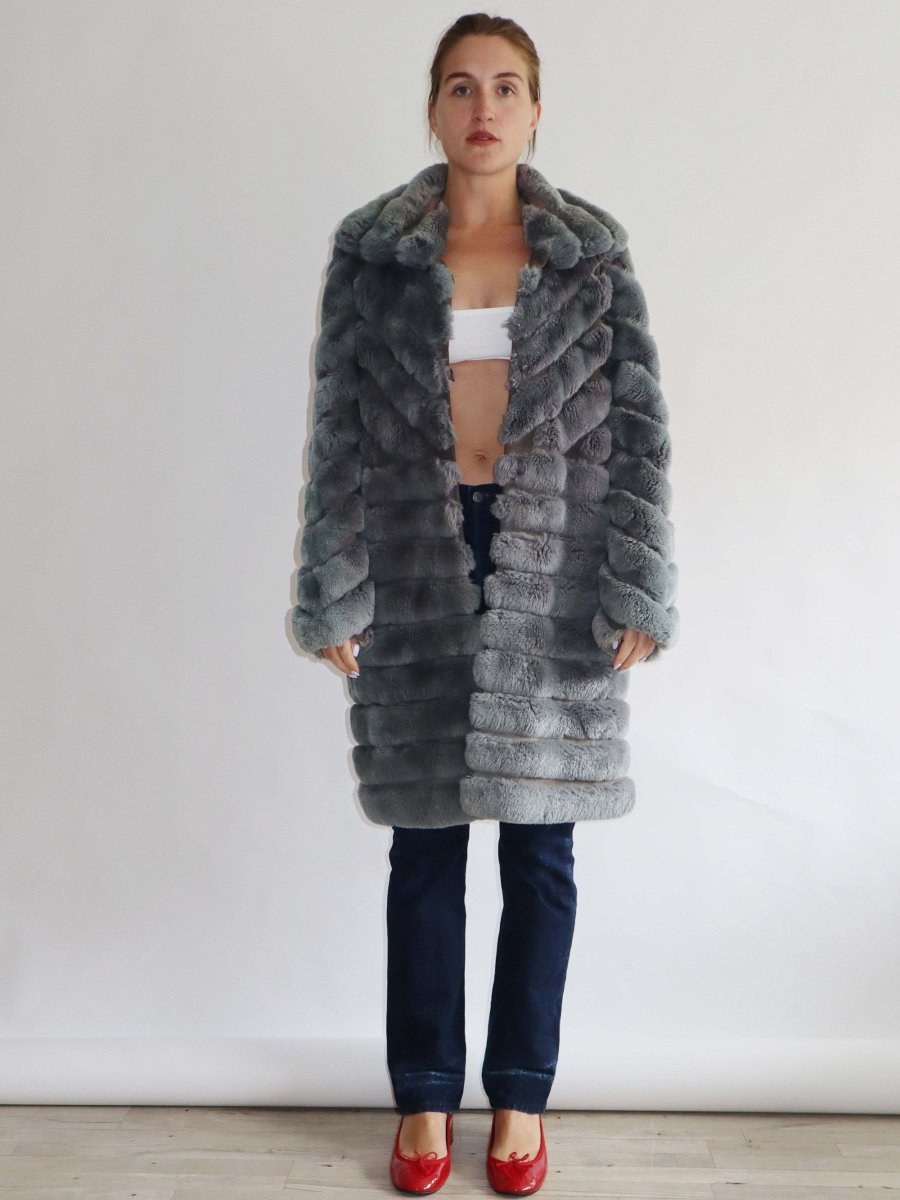 Blue gray fur coat - WILDE