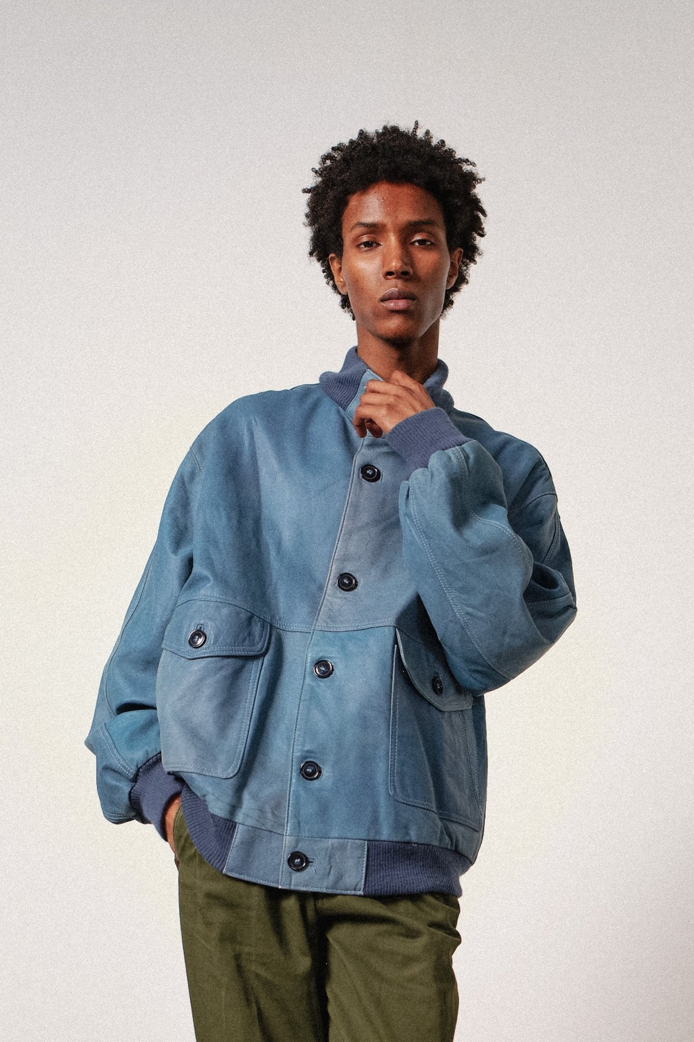 Blue Leather Bomber - WILDE