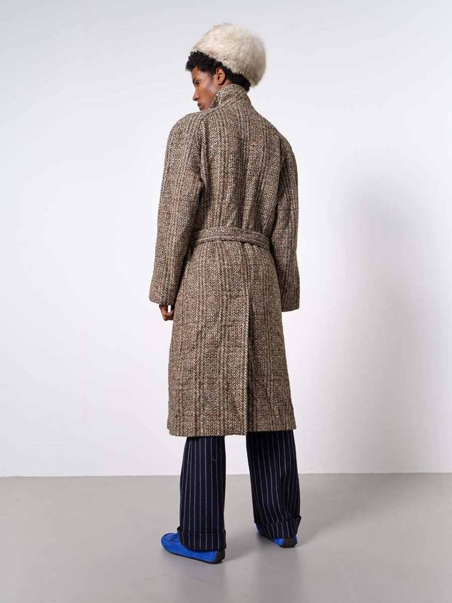 Brown alpaca heavy wool winter coat - WILDE