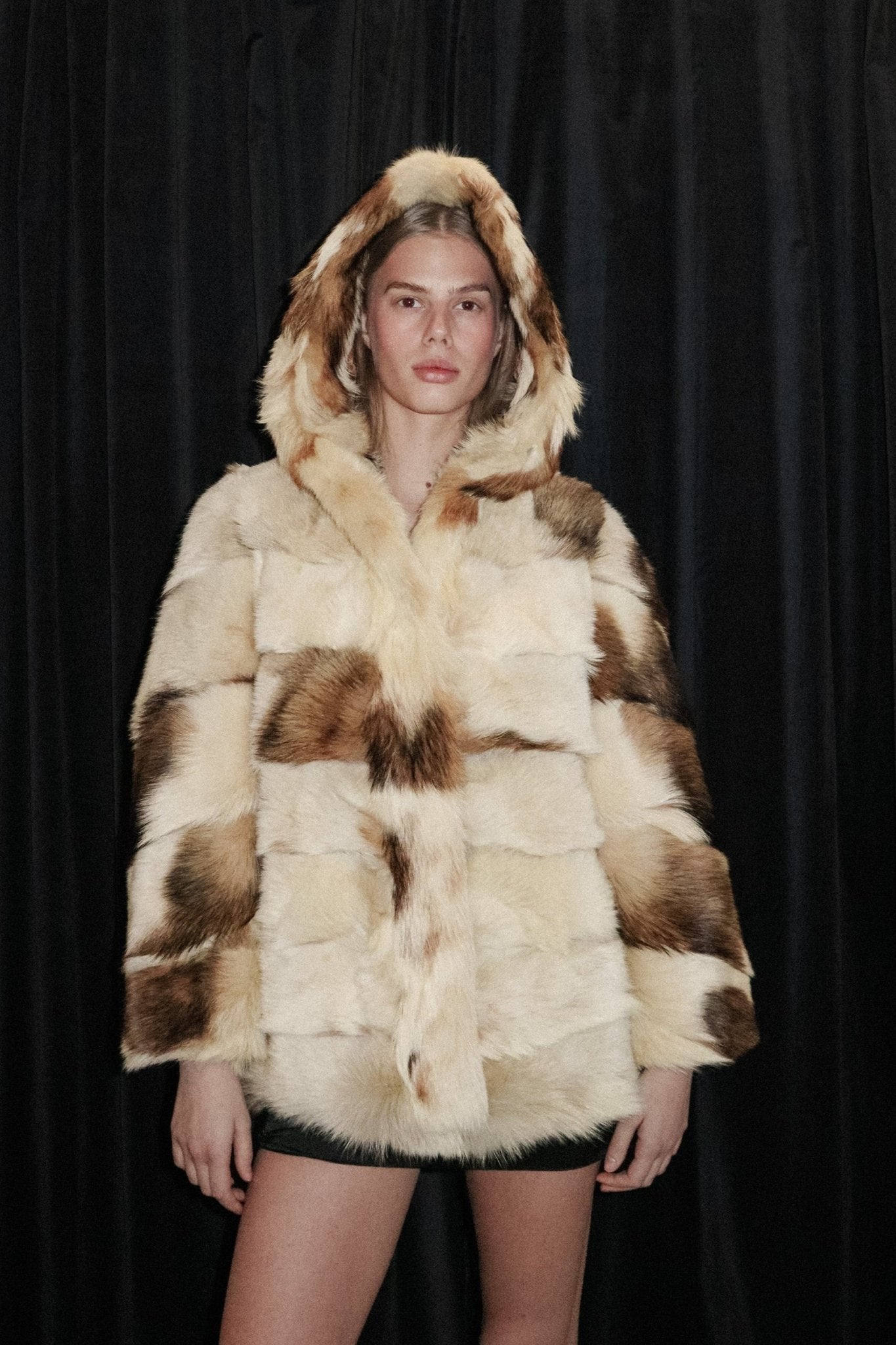 Cream fur spot coat - WILDE