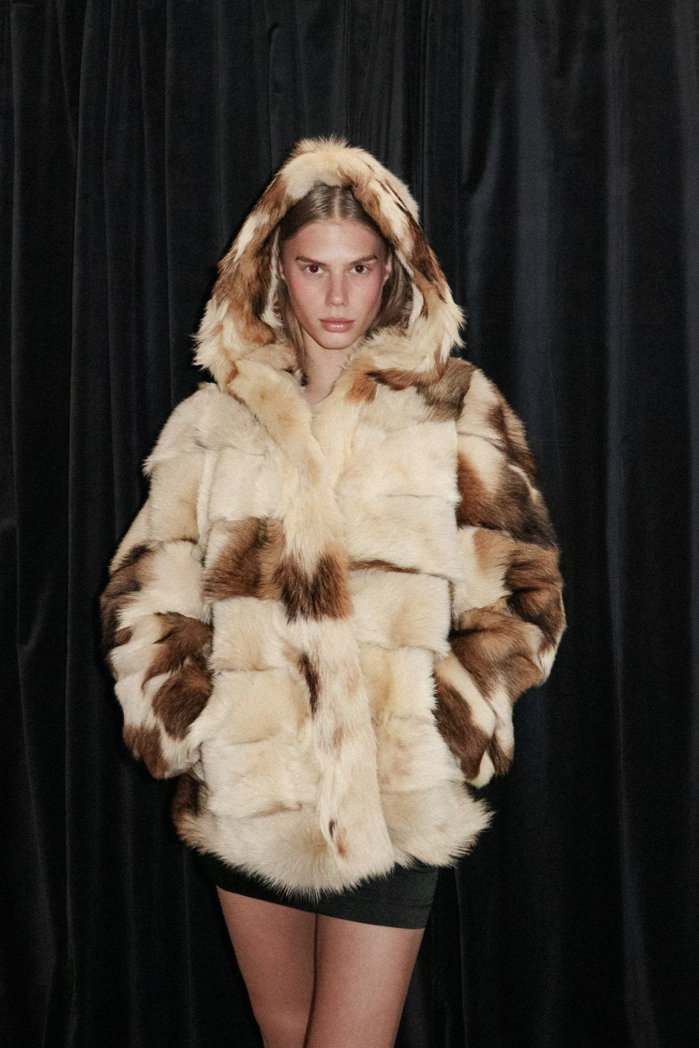 Cream fur spot coat - WILDE