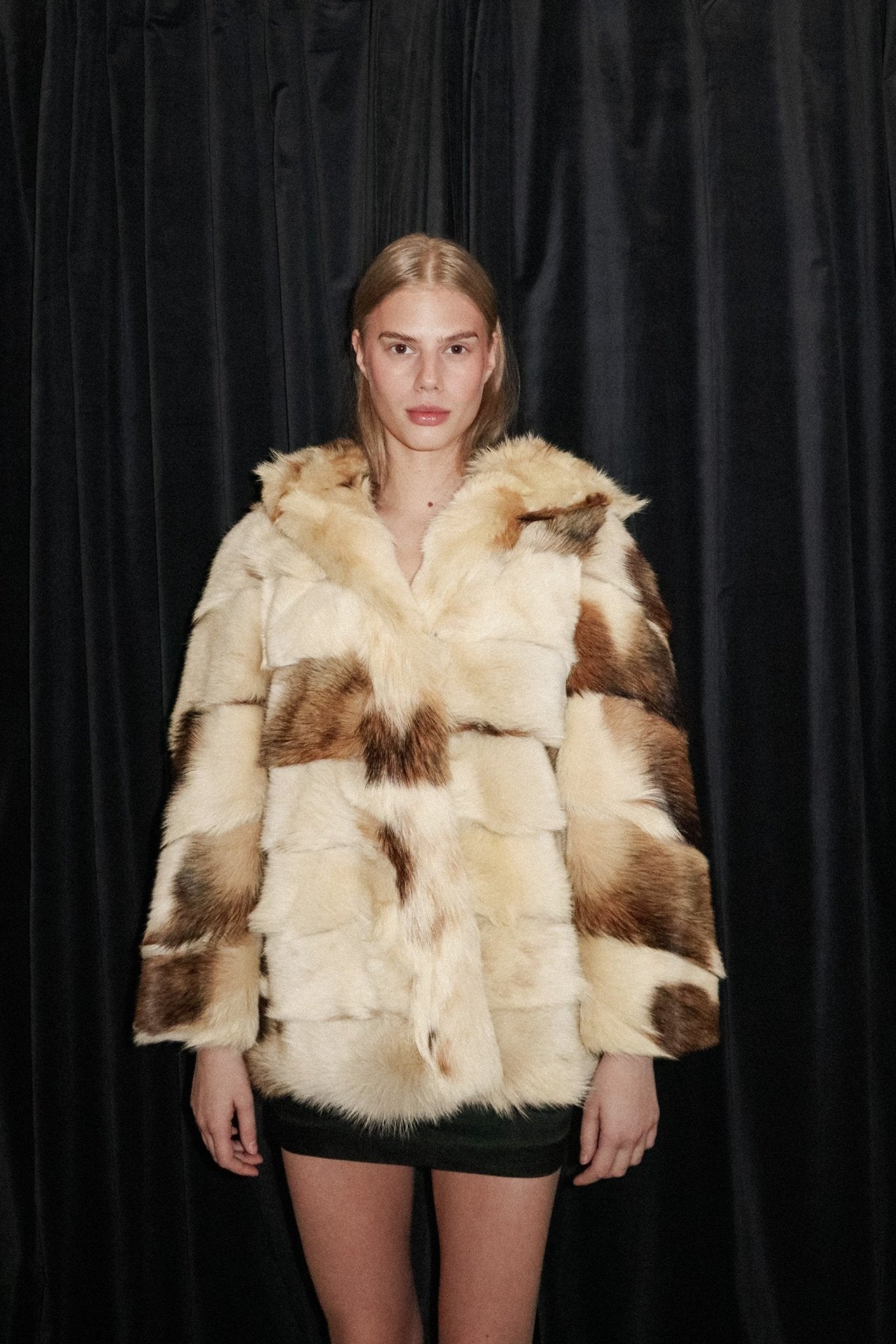 Cream fur spot coat - WILDE