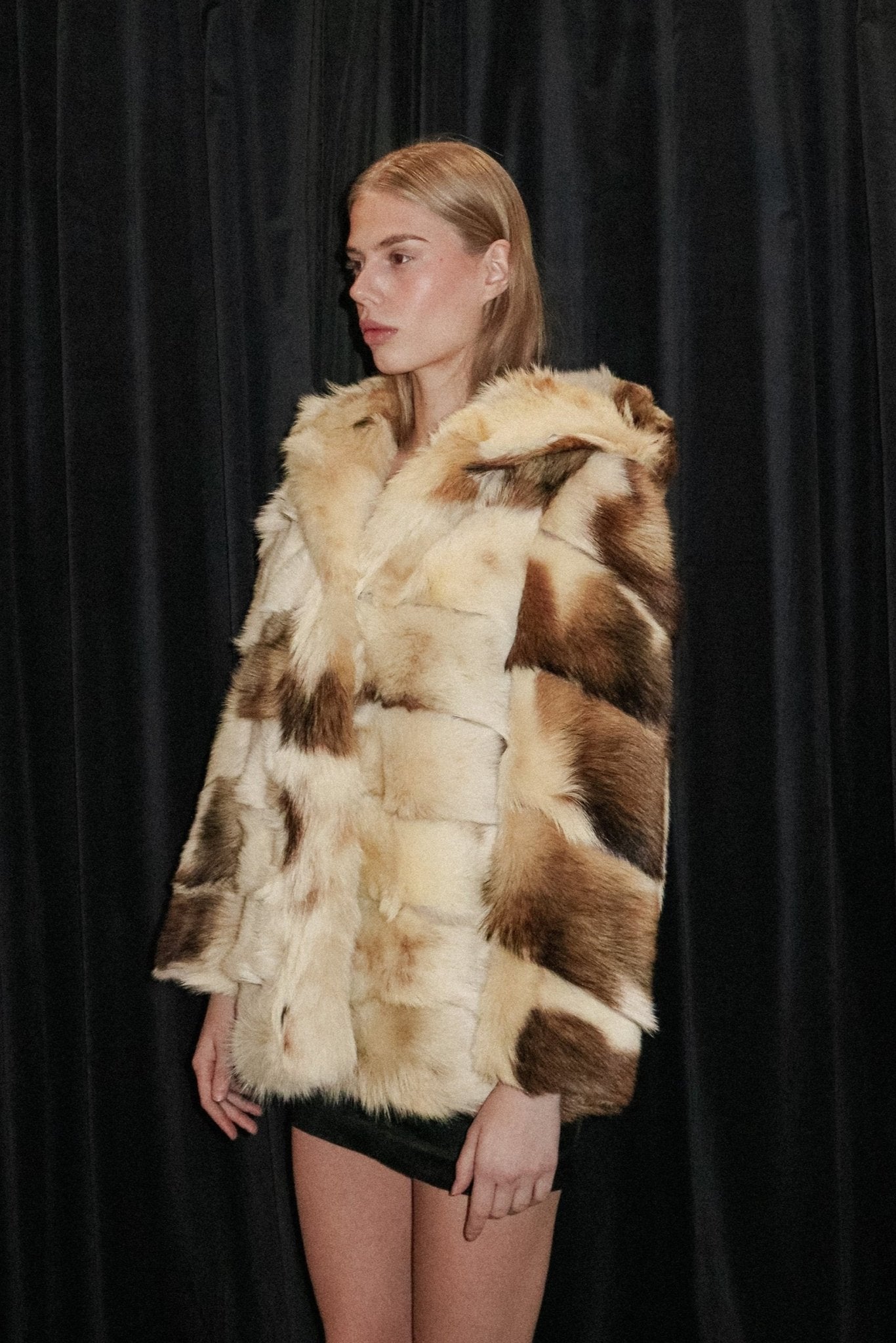 Cream fur spot coat - WILDE