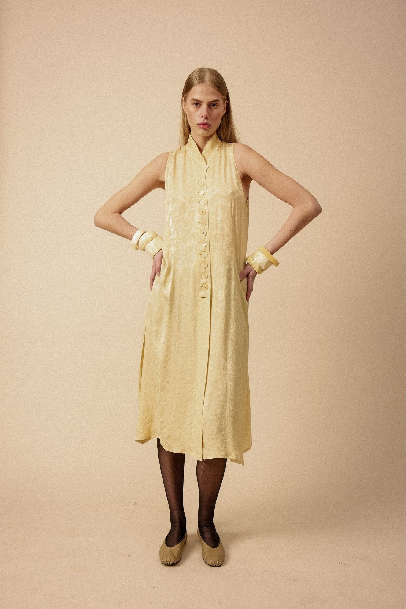 donna karan silk dress Donna Karan New York Women's Mock Neck A-Line Dress - Snow Petal