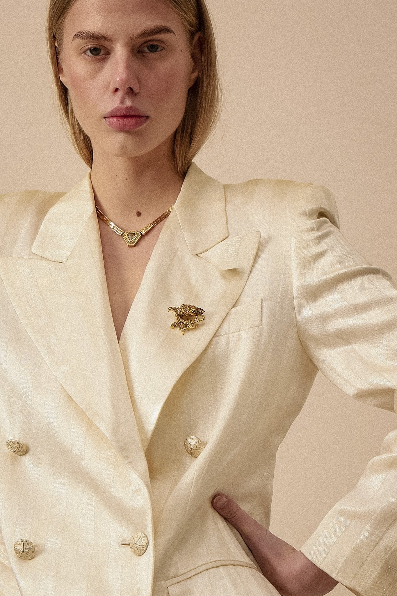 Gold Rhinestone Fish Brooch - WILDE