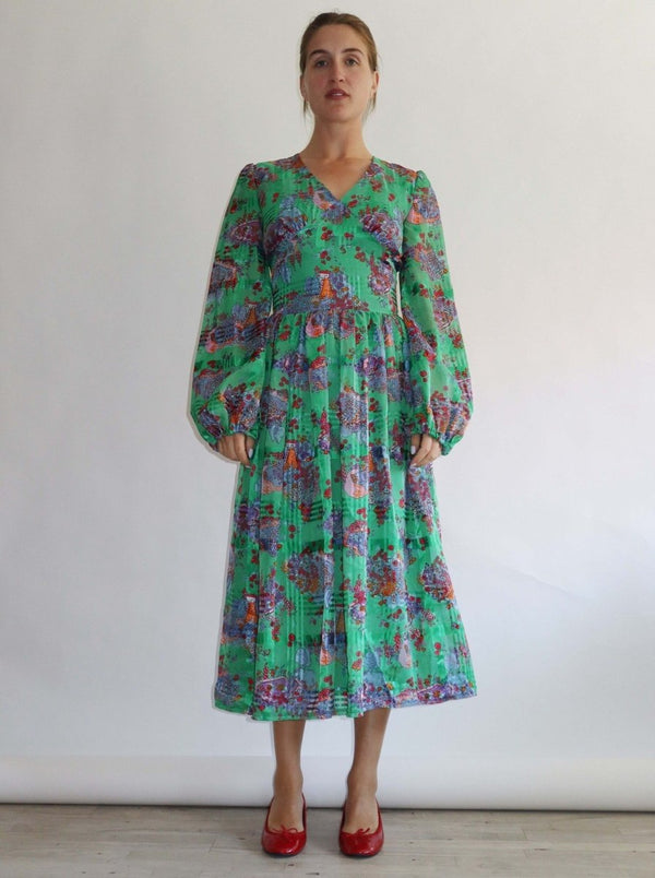 Green floral print dress - WILDE