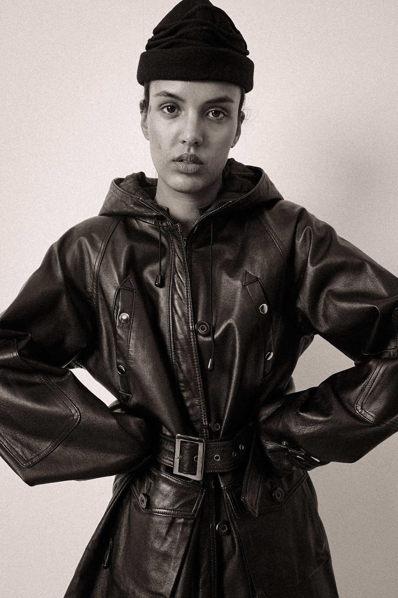 Leather Hood Coat - WILDE