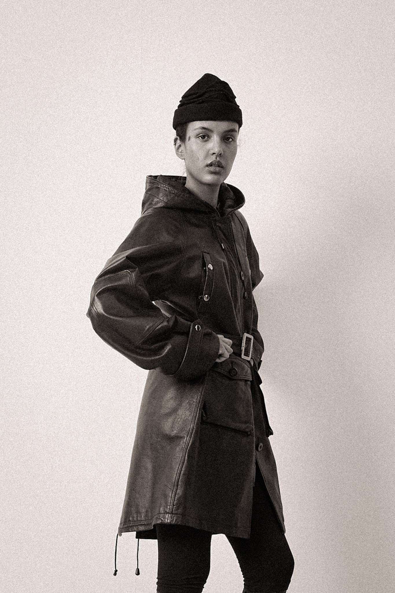 Leather Hood Coat - WILDE