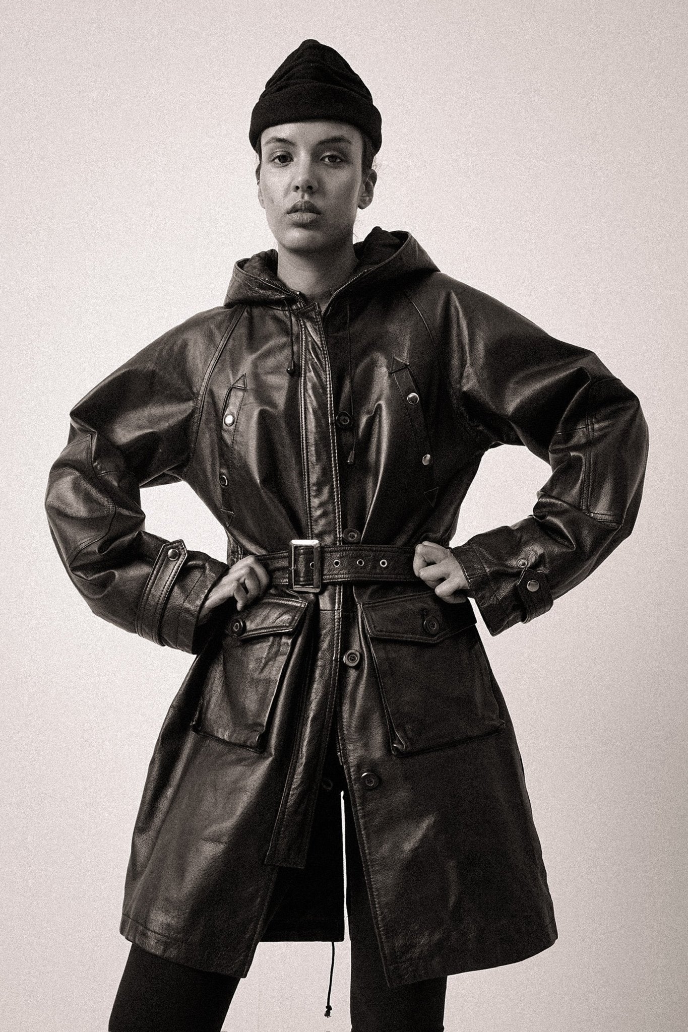 Leather Hood Coat - WILDE