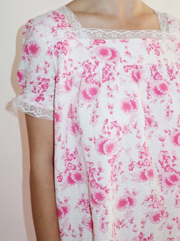 Pink floral crinkle summer dress - WILDE