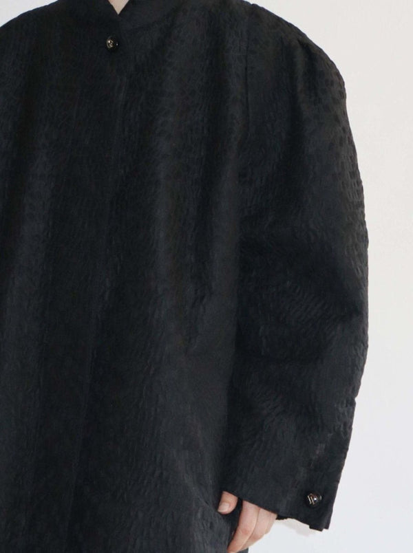 Puff sleeve black cocoon coat - WILDE