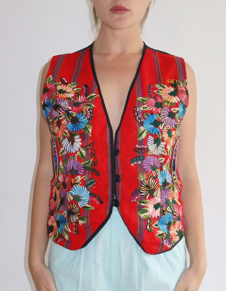 Red embroidered waistcoat - WILDE