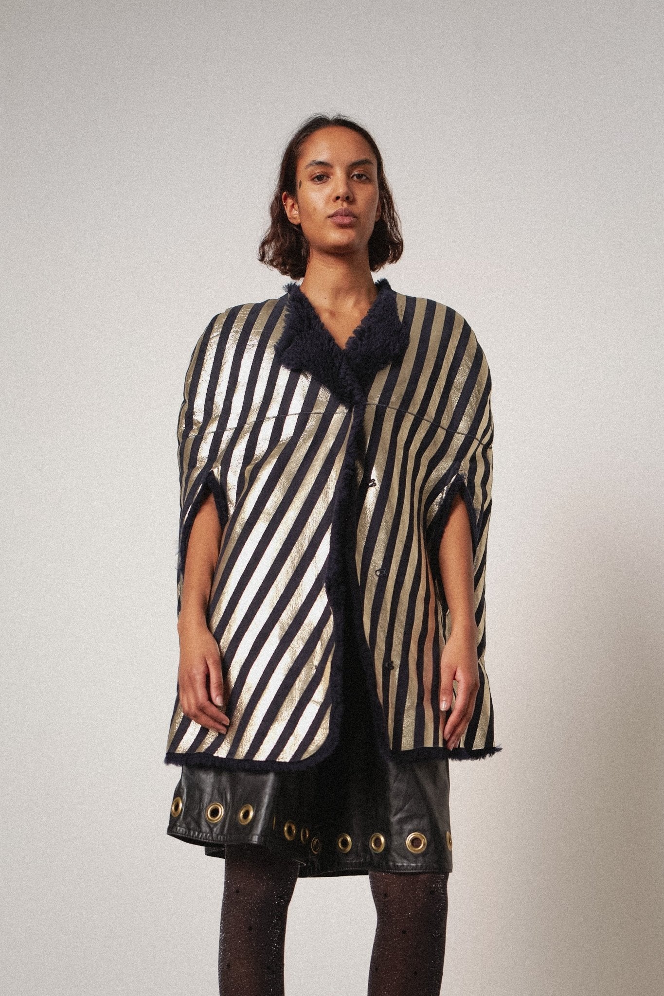 Shearling Cape Coat - WILDE