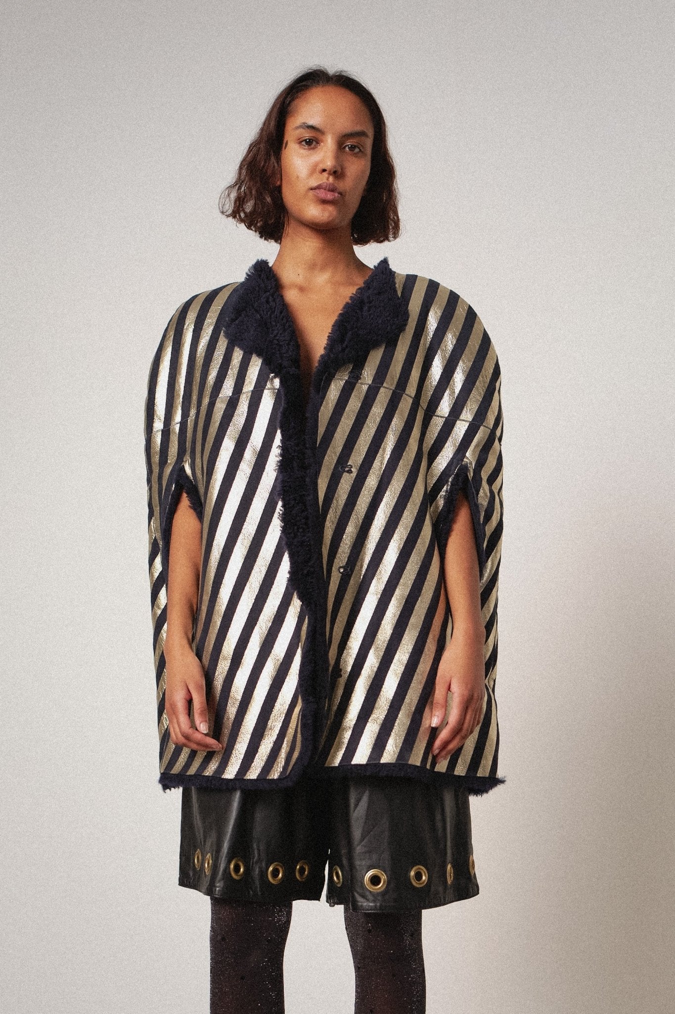 Shearling Cape Coat - WILDE