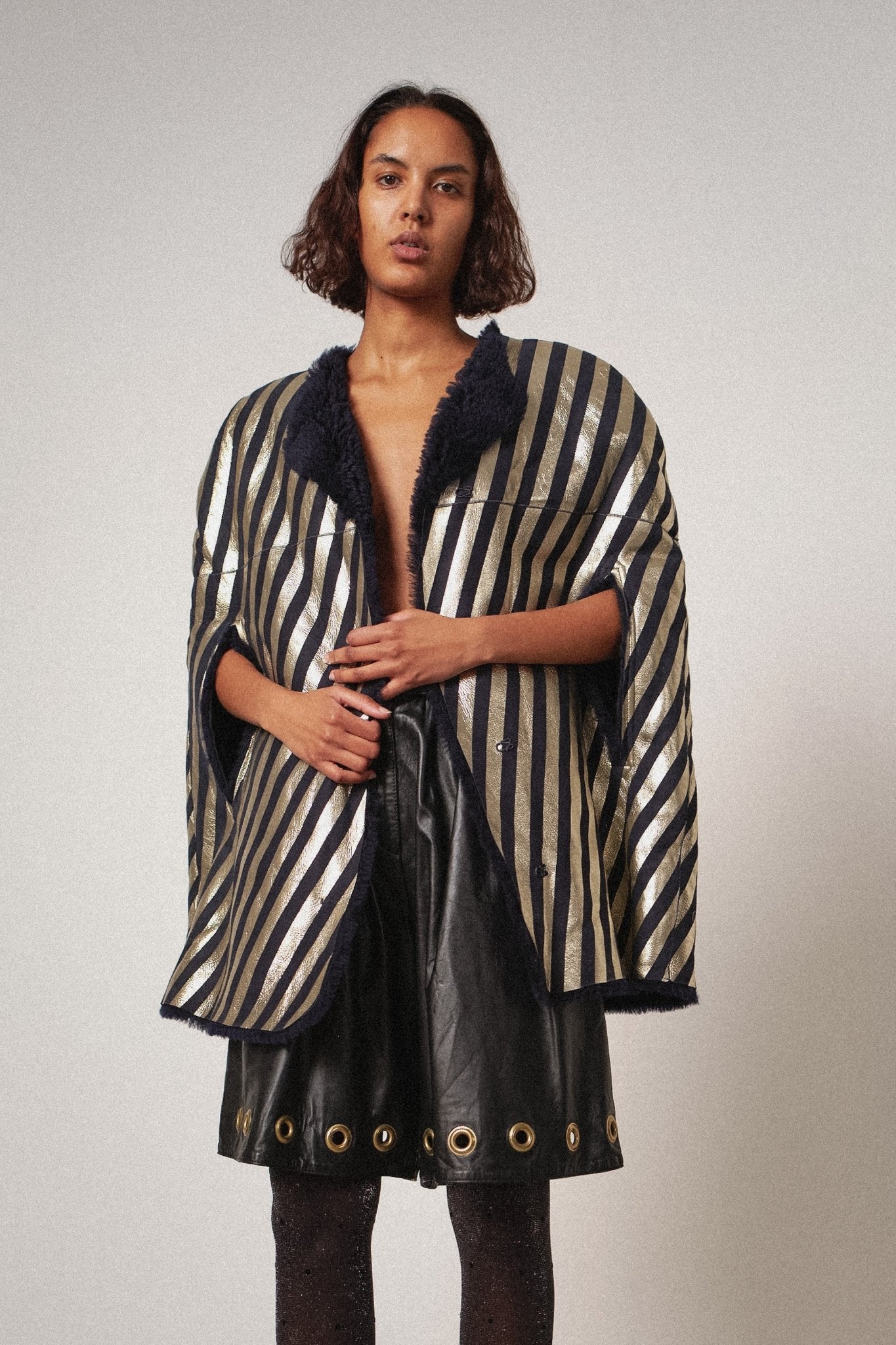 Shearling Cape Coat - WILDE