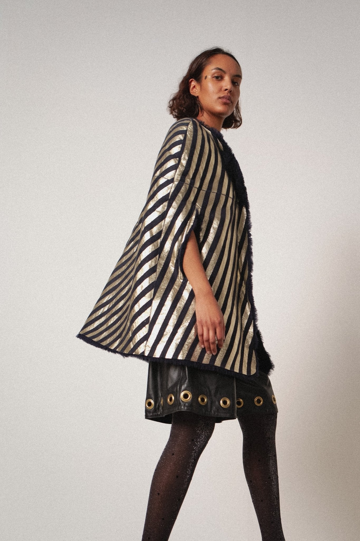 Shearling Cape Coat - WILDE