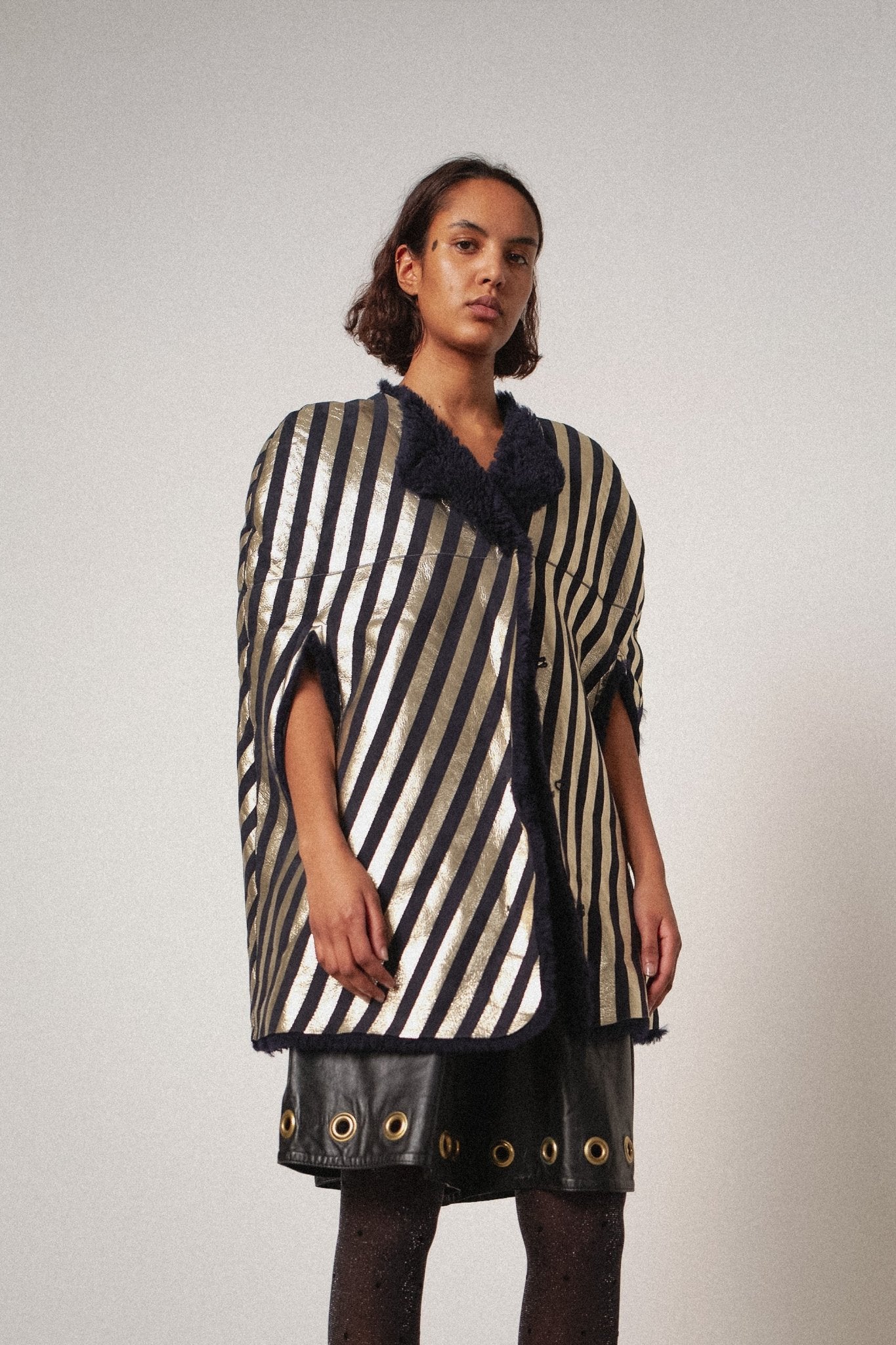 Shearling Cape Coat - WILDE