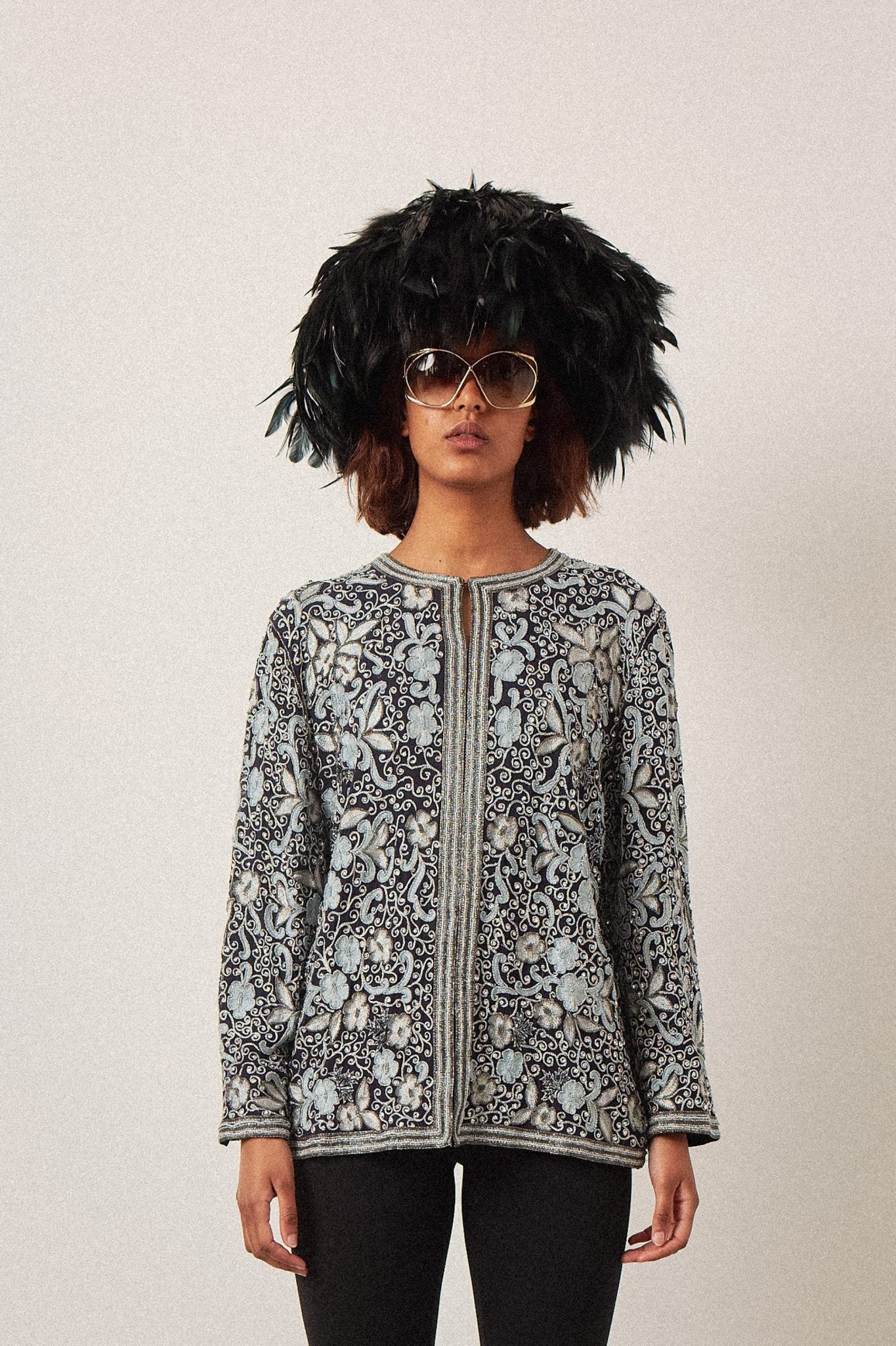 Silver Silk Floral Jacket - WILDE