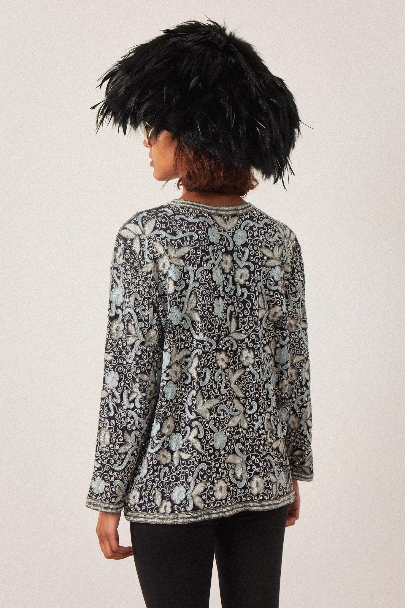 Silver Silk Floral Jacket - WILDE