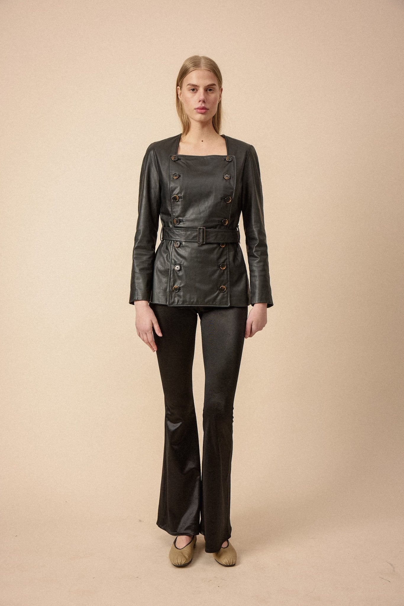 Structured Black Leather Jacket - WILDE