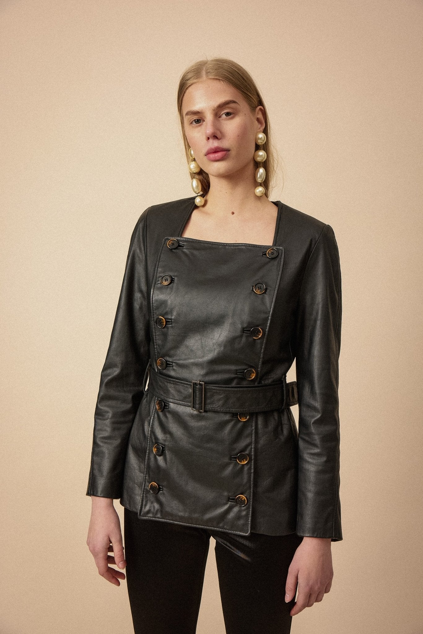 Structured Black Leather Jacket - WILDE