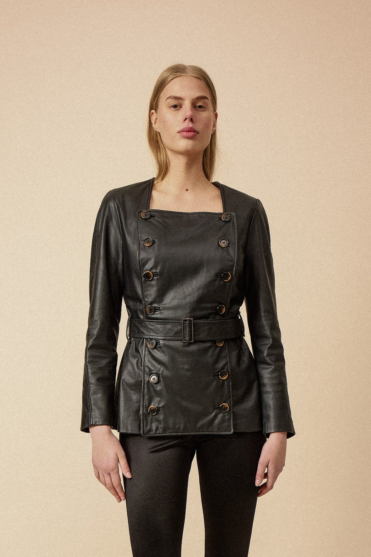 Structured Black Leather Jacket - WILDE