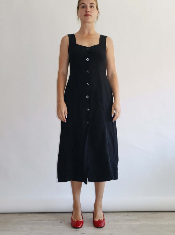Summer black linen dress - WILDE