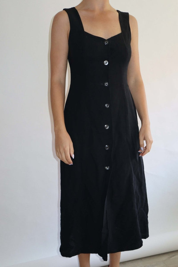 Summer black linen dress - WILDE
